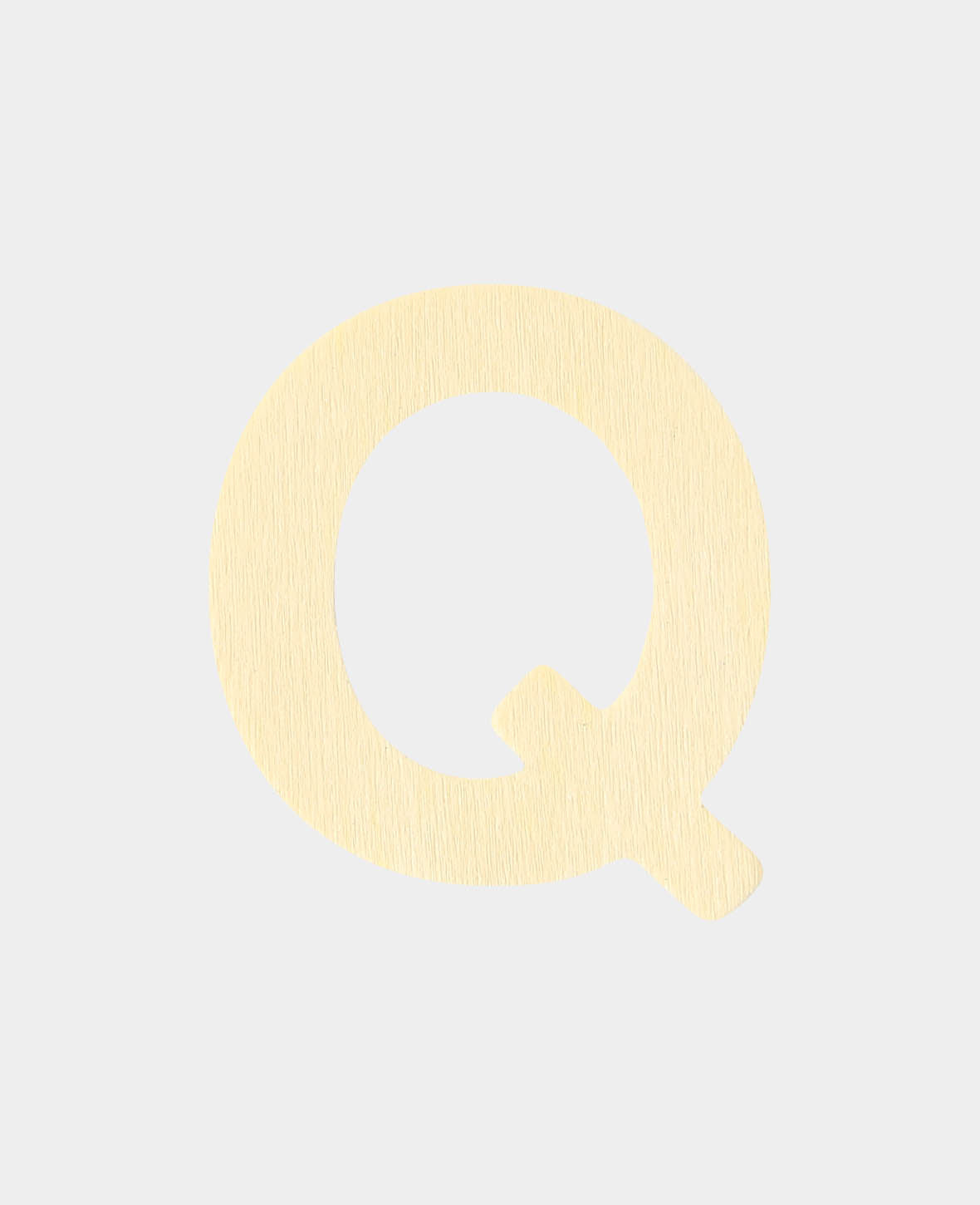 Wooden letter Q, 3.5 x 0.3 x 4 cm, brown, 1 pc.