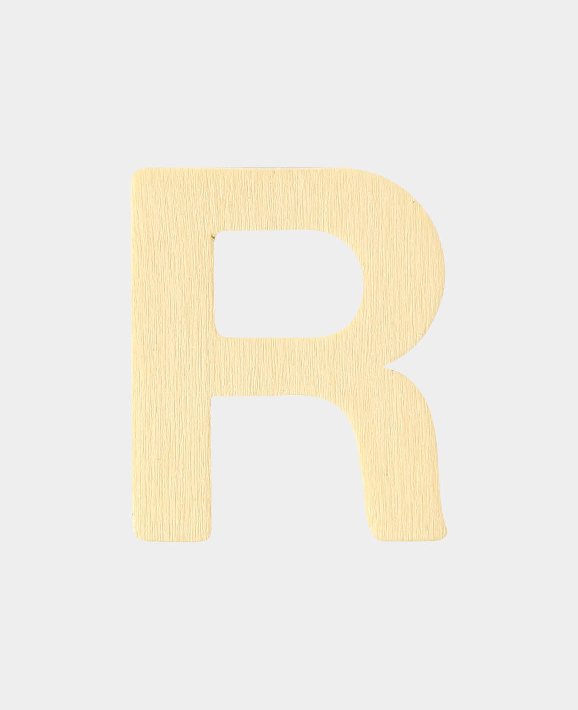 Wooden letter R, 3.4 x 0.3 x 4 cm, brown, 1 pc.