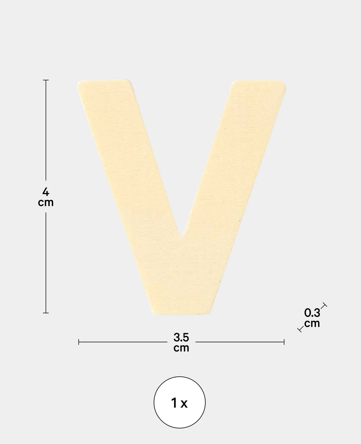 Holzbuchstabe V, 3.5 x 0.3 x 4 cm, Braun, 1 Stk.