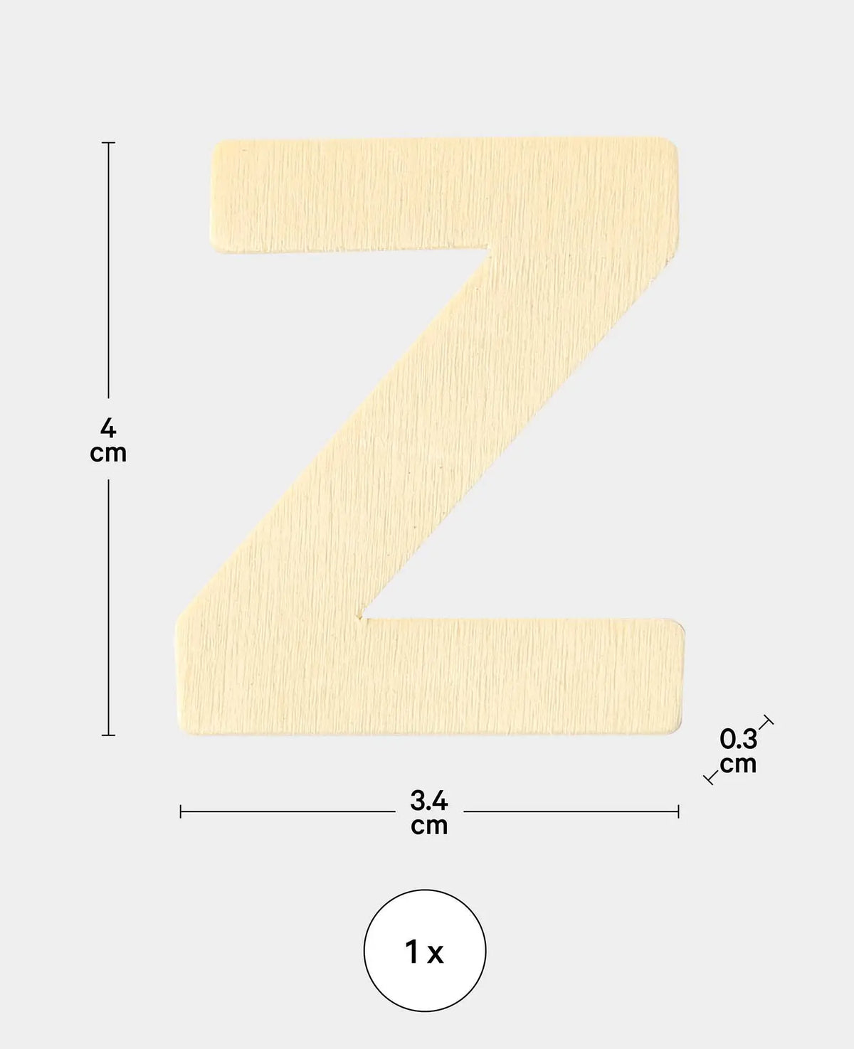 Holzbuchstabe Z, 3.4 x 0.3 x 4 cm, Braun, 1 Stk.