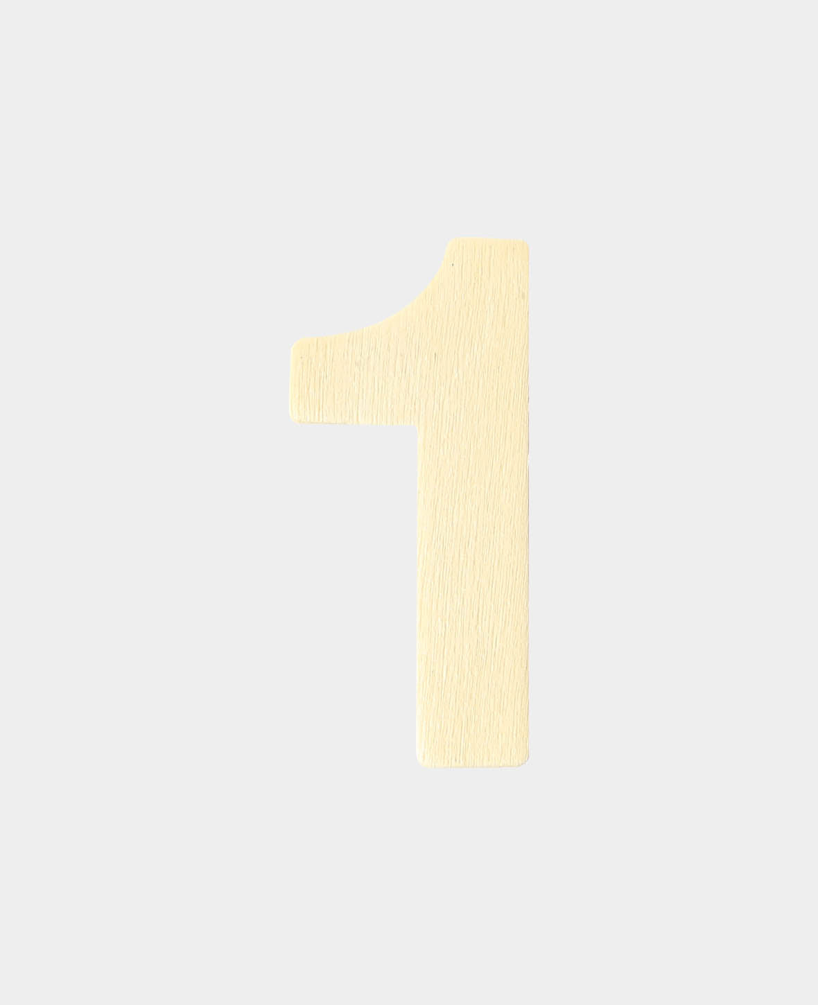 Wooden number 1, approx. 1.8 x 0.3 x 4 cm, number made of plywood, brown