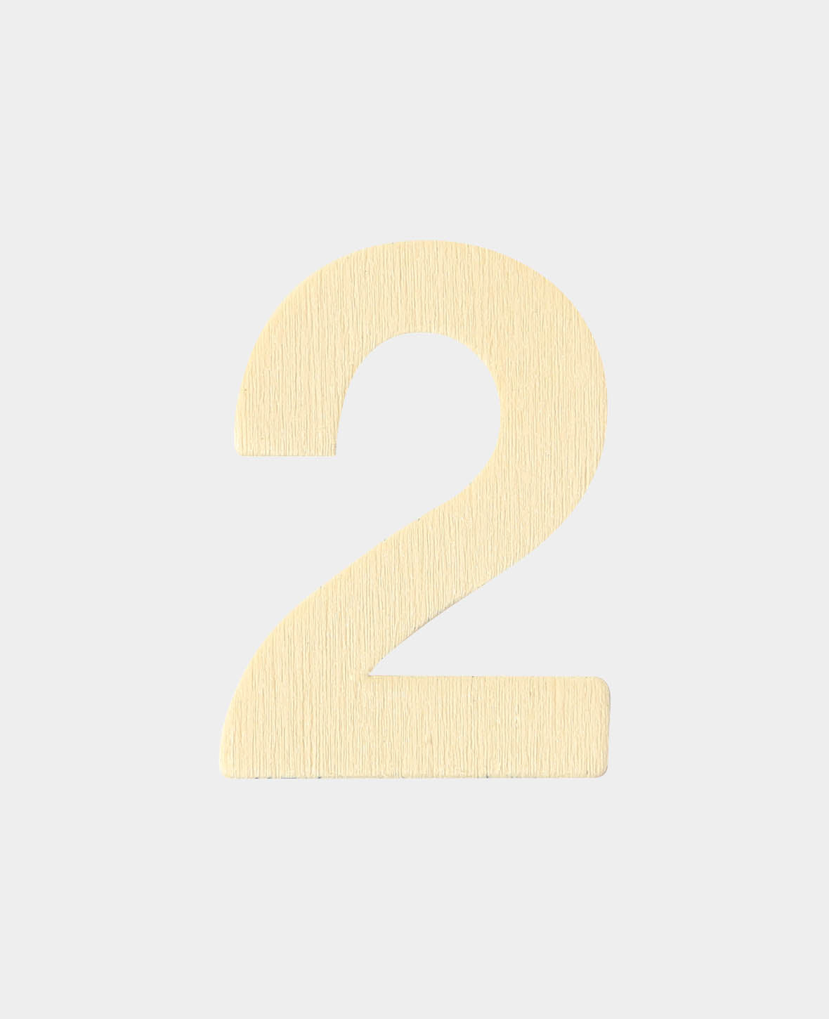 Wooden number 2, approx. 2.9 x 0.3 x 4 cm, number made of plywood, brown