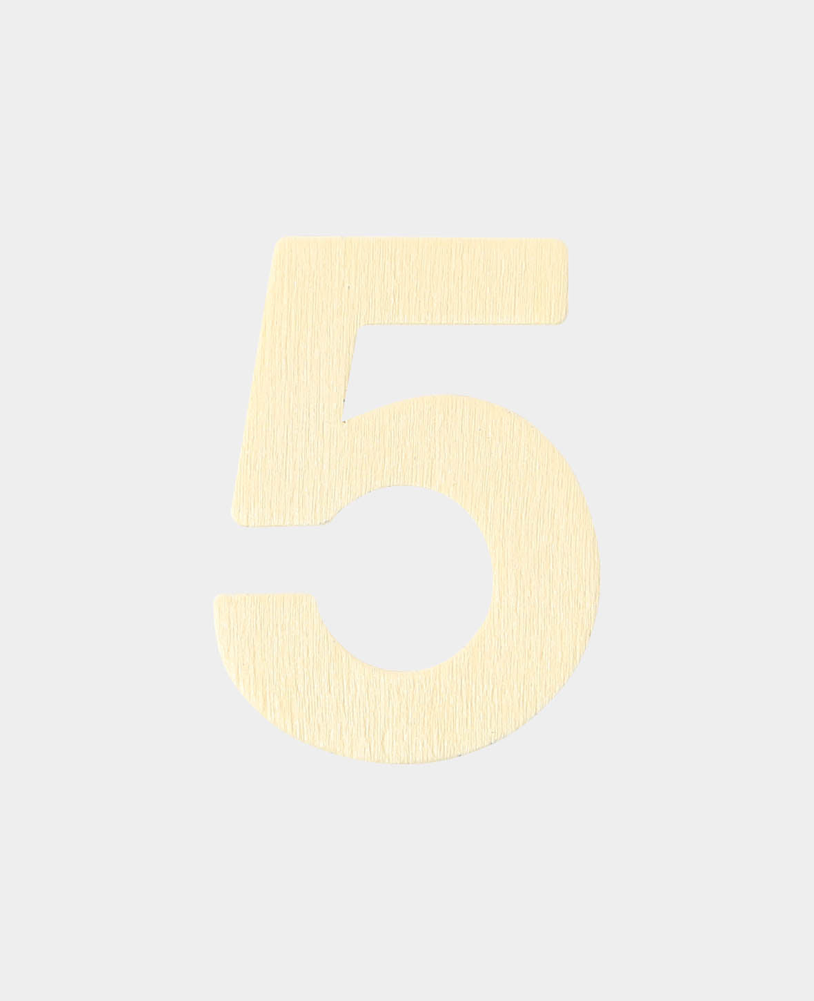 Wooden number 5, approx. 2.9 x 0.3 x 4 cm, number made of plywood, brown