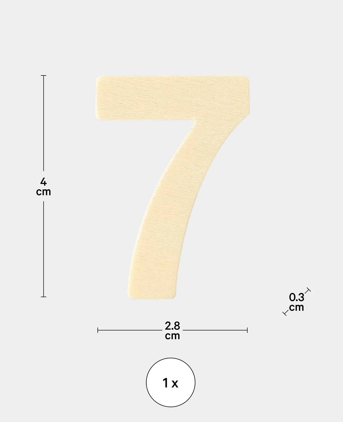 Numéro en bois 7, env. 2,8 x 0,3 x 4 cm, chiffre en contreplaqué, marron