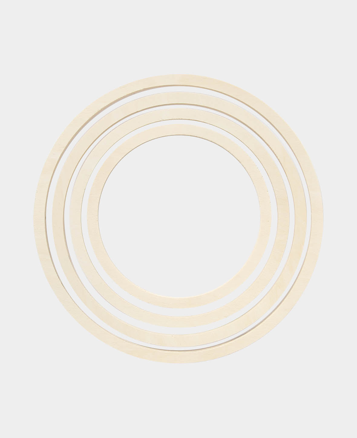 Lot d'anneaux en bois, lot de quatre cercles en bois brut différents, naturel, 4 pièces, ø 16, 19, 22, 25 x 1 cm, 4 anneaux