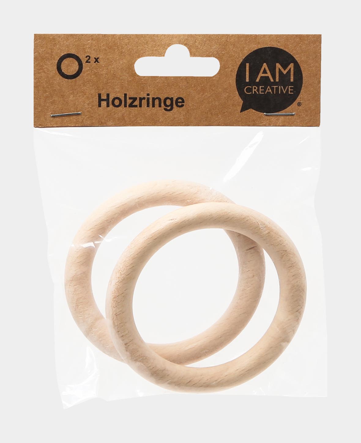 Wooden ring set, set with two untreated wooden rings, natural, ø 85 x 10 mm, 2 rings
