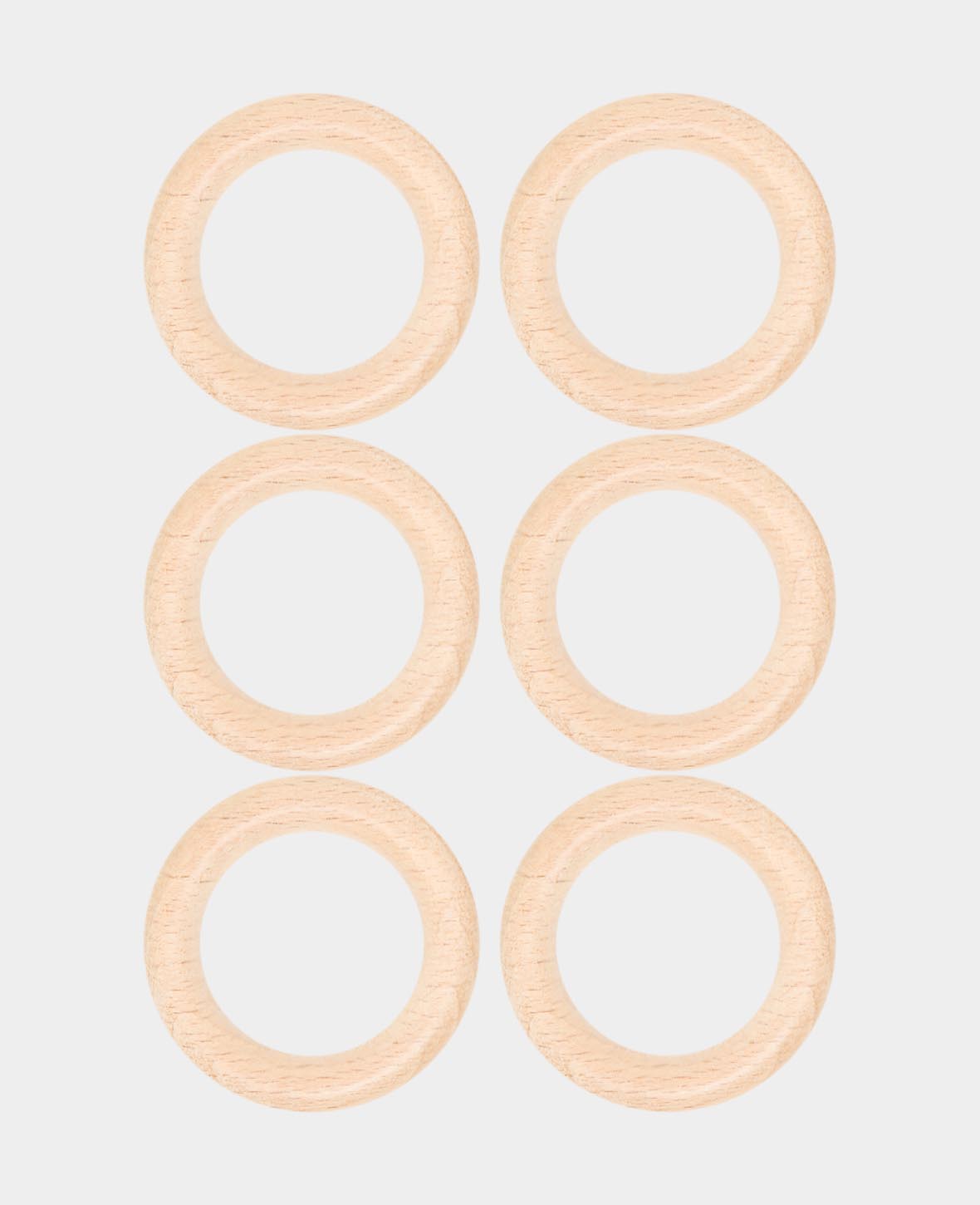 Wooden ring set, set with six wooden hoops made of untreated wood, natural, ø 45 x 10 mm, 6 rings