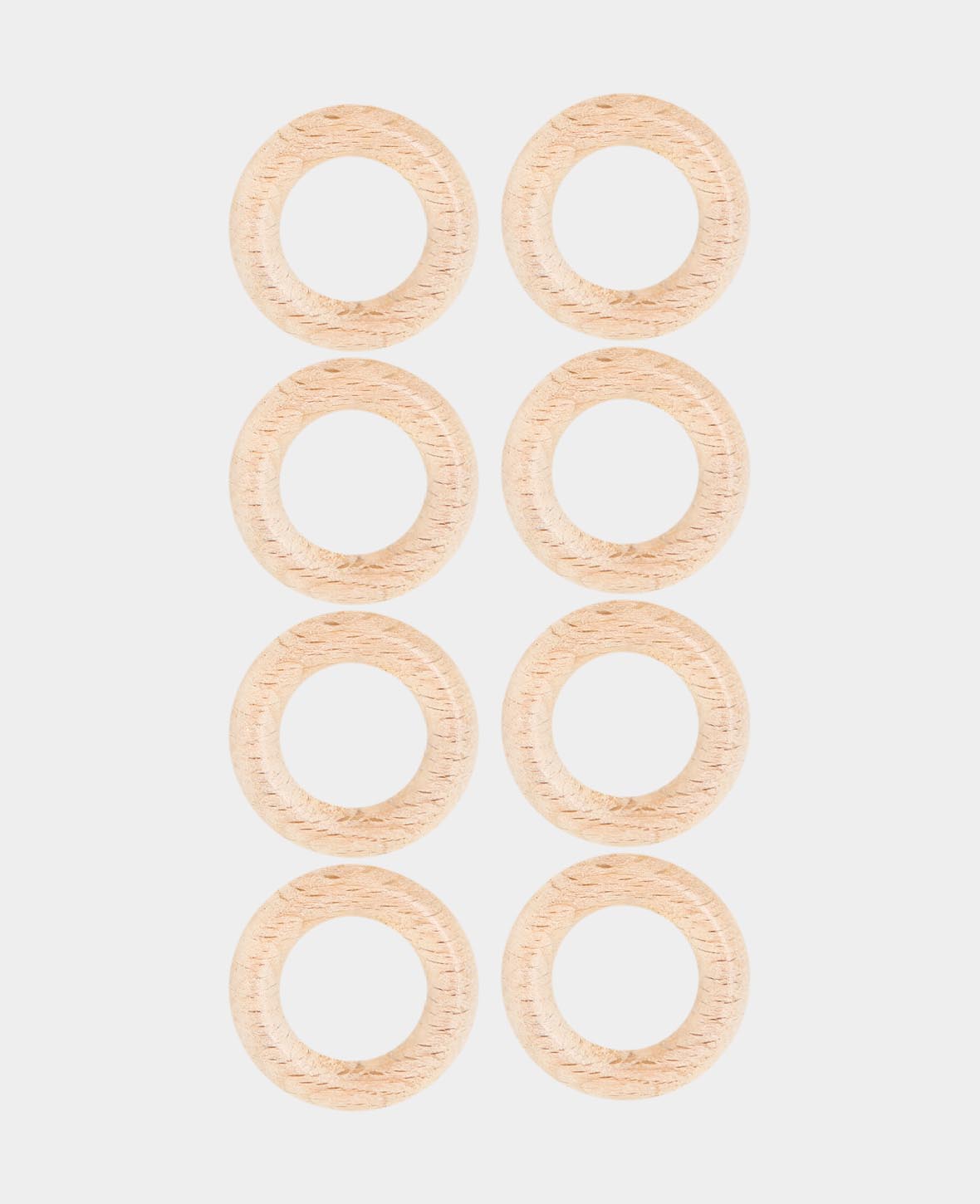 Wooden ring set, set with eight wooden rings made of untreated wood, natural, ø 35 x 10 mm, 8 rings