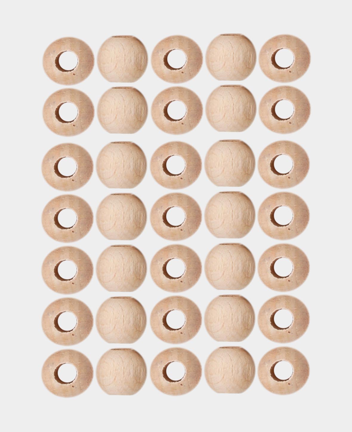 Rohholzkugeln, Holzperlen mit grossem Loch aus unbehandeltem Holz, Natur, ø 10 mm, 35 Stk.