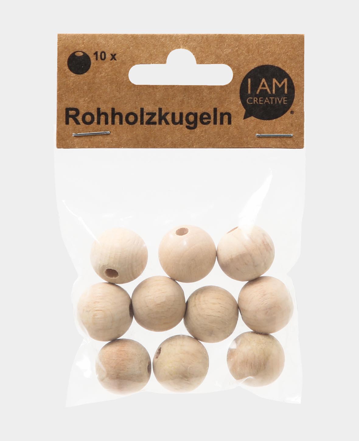 Rohholzkugeln, Holzperlen aus unbehandeltem Holz, Natur, ø 20 mm, 10 Stk.