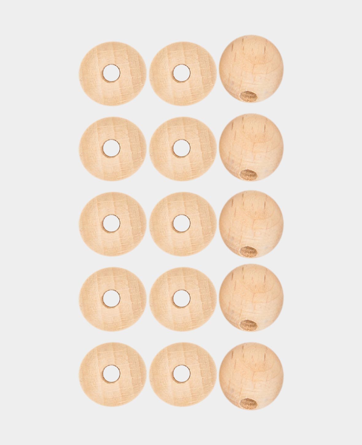 Rohholzkugeln, Holzperlen aus unbehandeltem Holz, Natur, ø 15 mm, 15 Stk.