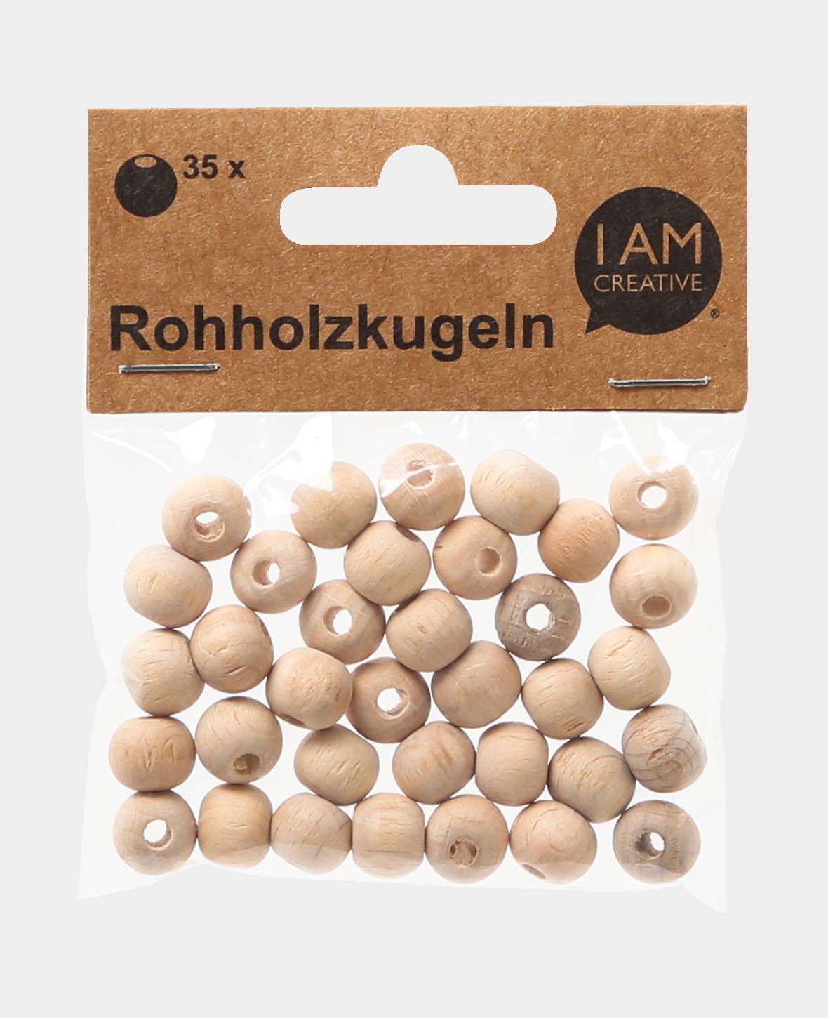 Rohholzkugeln, Holzperlen aus unbehandeltem Holz, Natur, ø 10 mm, 35 Stk.