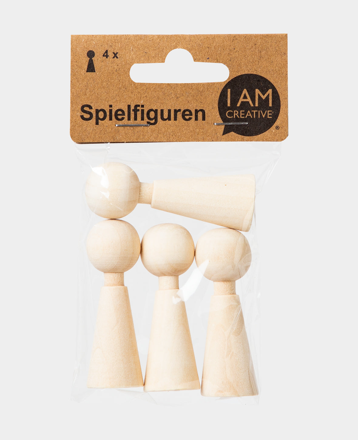 Spielfiguren konisch, unbehandeltes Birkenholz, ø 22 x 60 mm, Braun, 4 Stk.