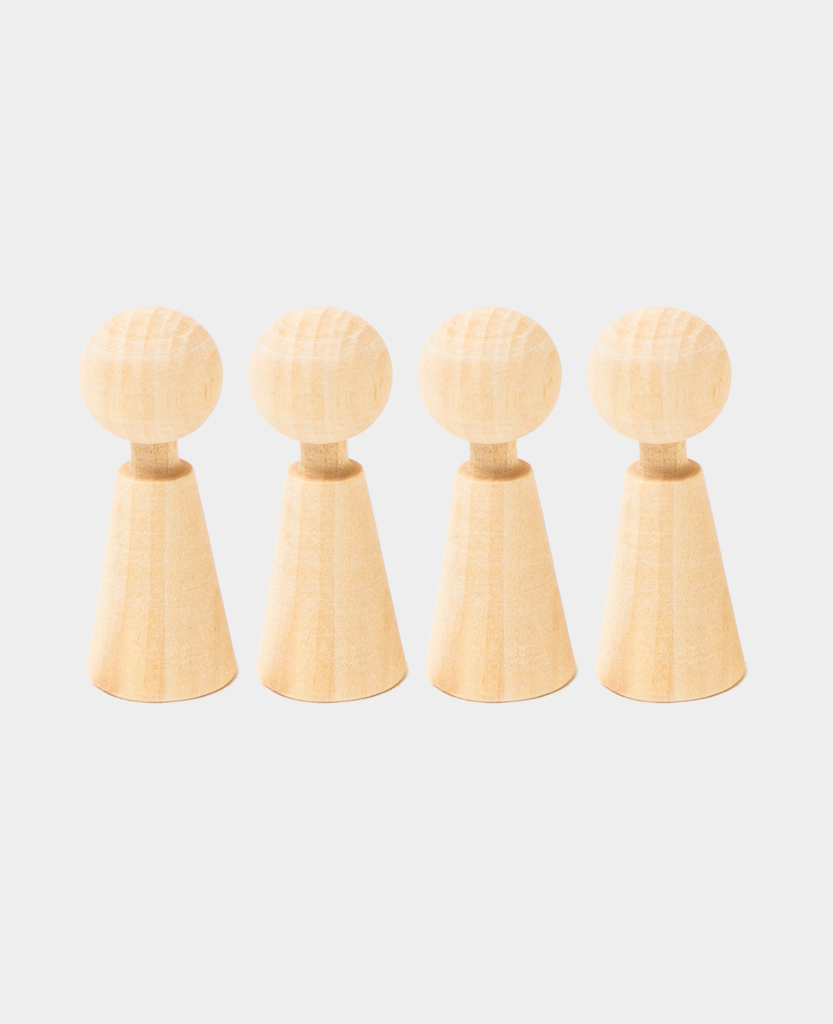 Spielfiguren konisch, unbehandeltes Birkenholz, ø 22 x 60 mm, Braun, 4 Stk.