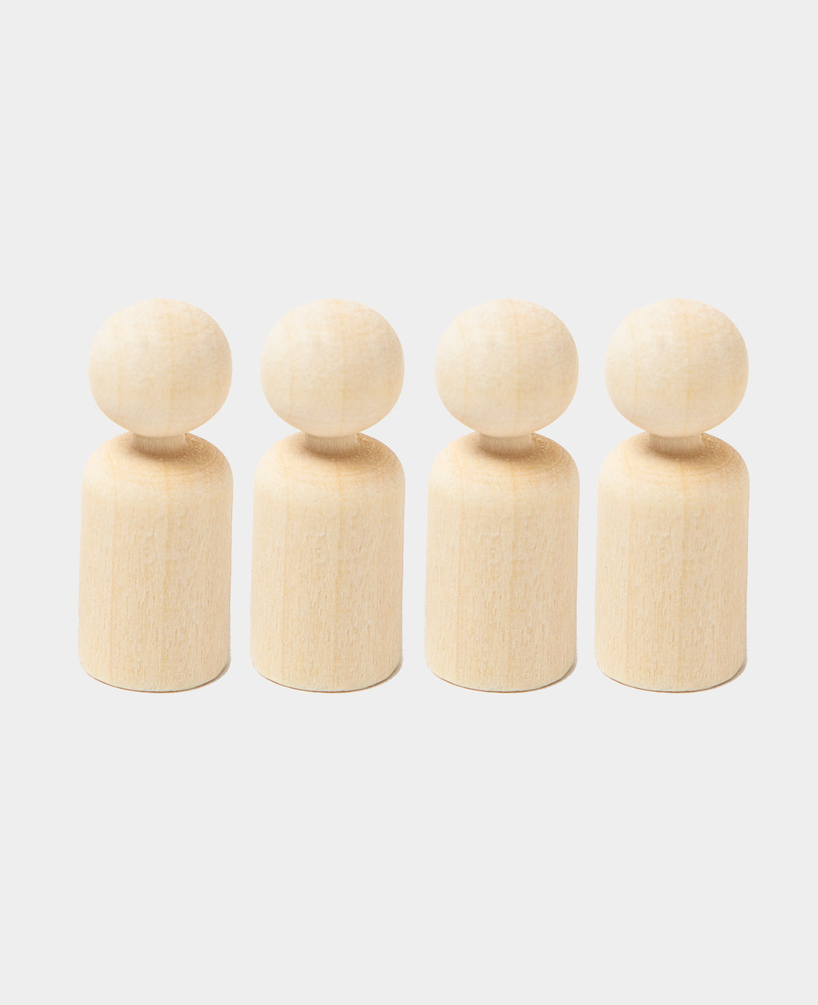 Spielfiguren zylindrisch, unbehandeltes Birkenholz, ø 15 x 37 mm, Braun, 4 Stk.