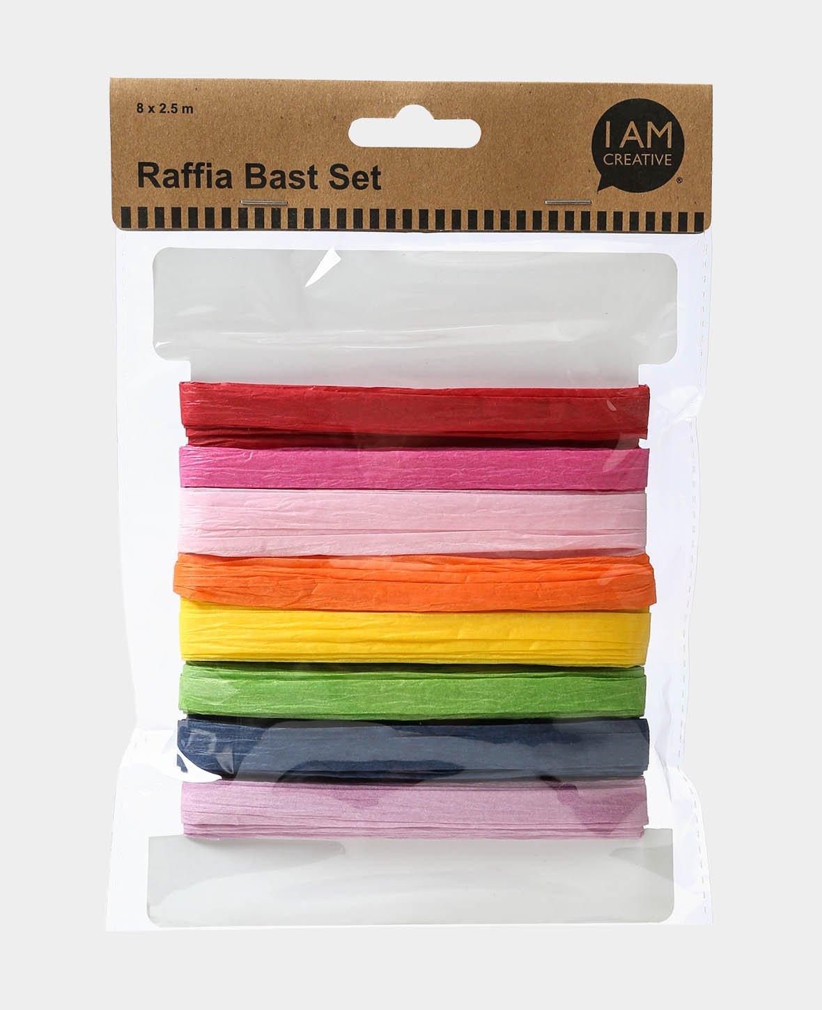 Raffia Bast Set, Multicolored, 2.5 m, 8 Colors