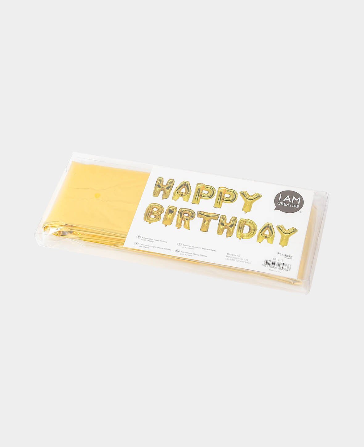 Let's Celebrate, 13 gold foil letter balloons HAPPY BIRTHDAY, 35 cm incl. 2 inflation straws