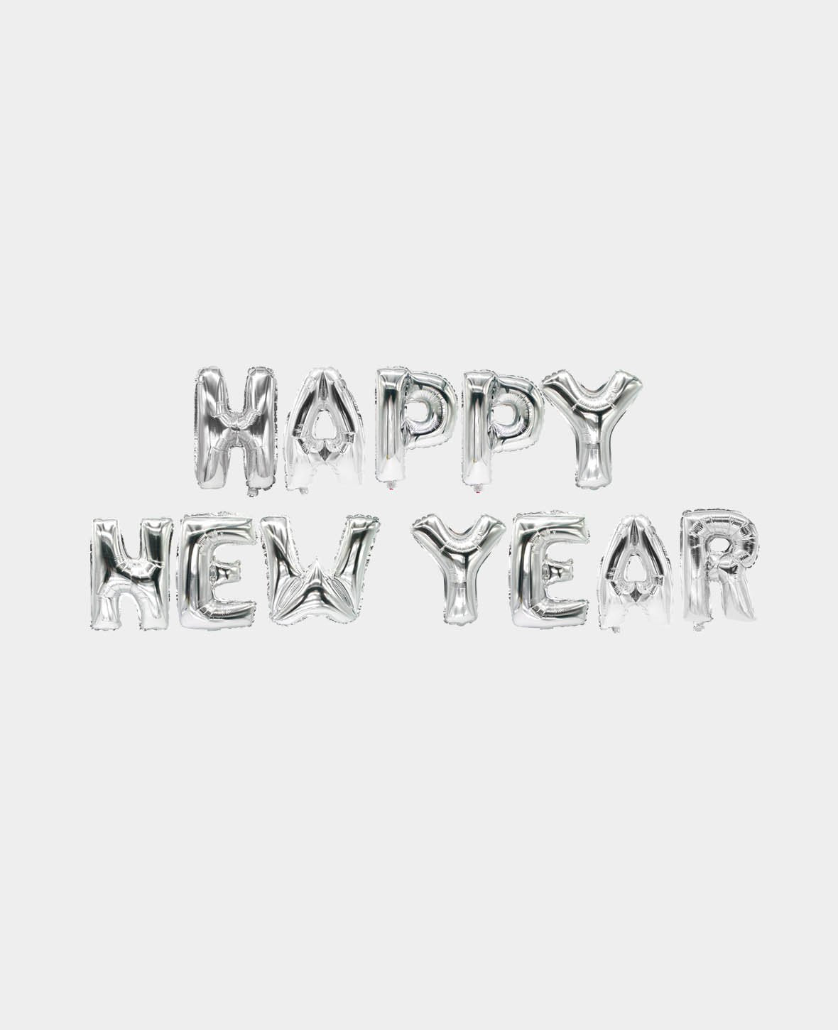 Let’s Celebrate, 12 silver letter foil balloons HAPPY NEW YEAR, 35 cm incl. 2 inflation straws