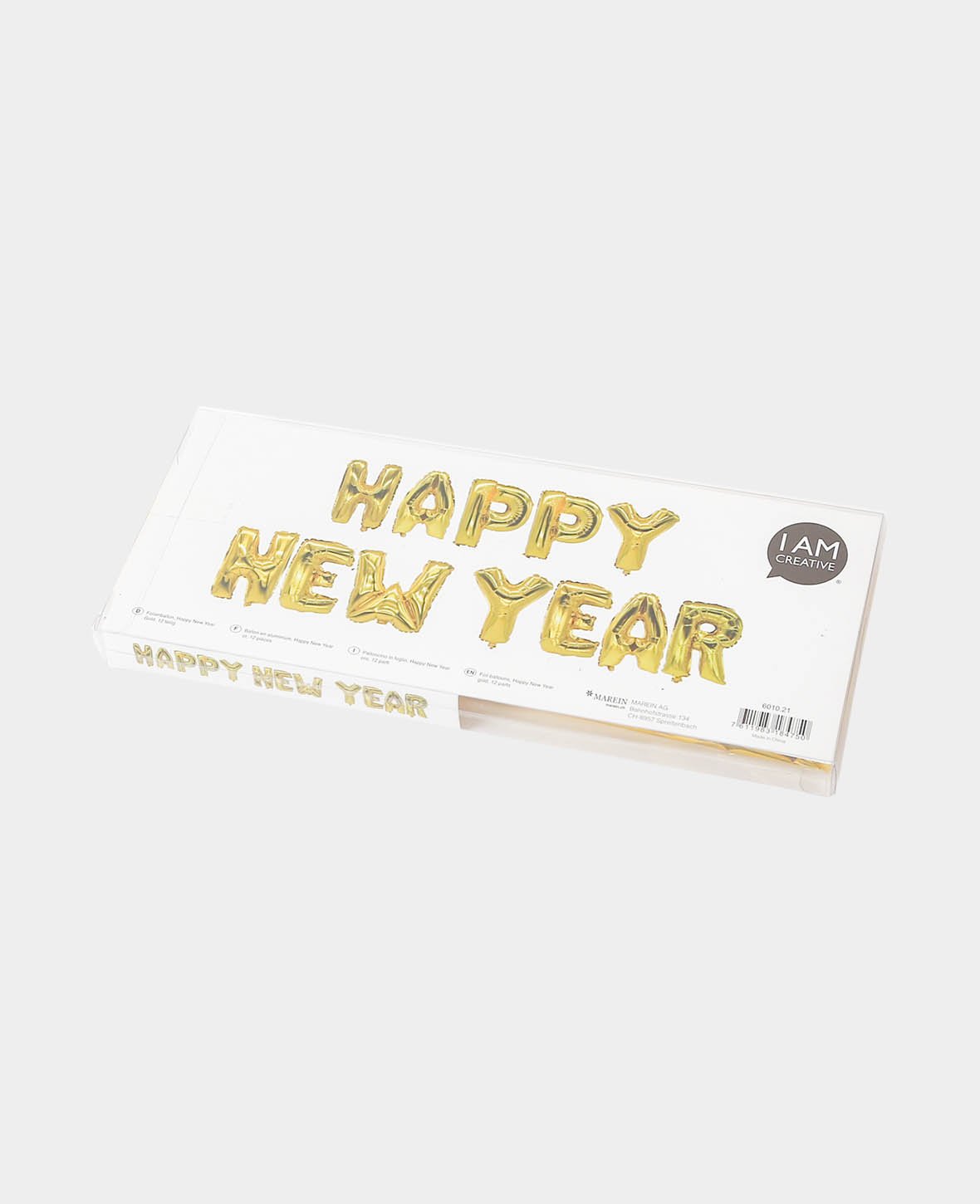 Let’s Celebrate, 12 golden letter foil balloons HAPPY NEW YEAR, 35 cm incl. 2 inflation straws