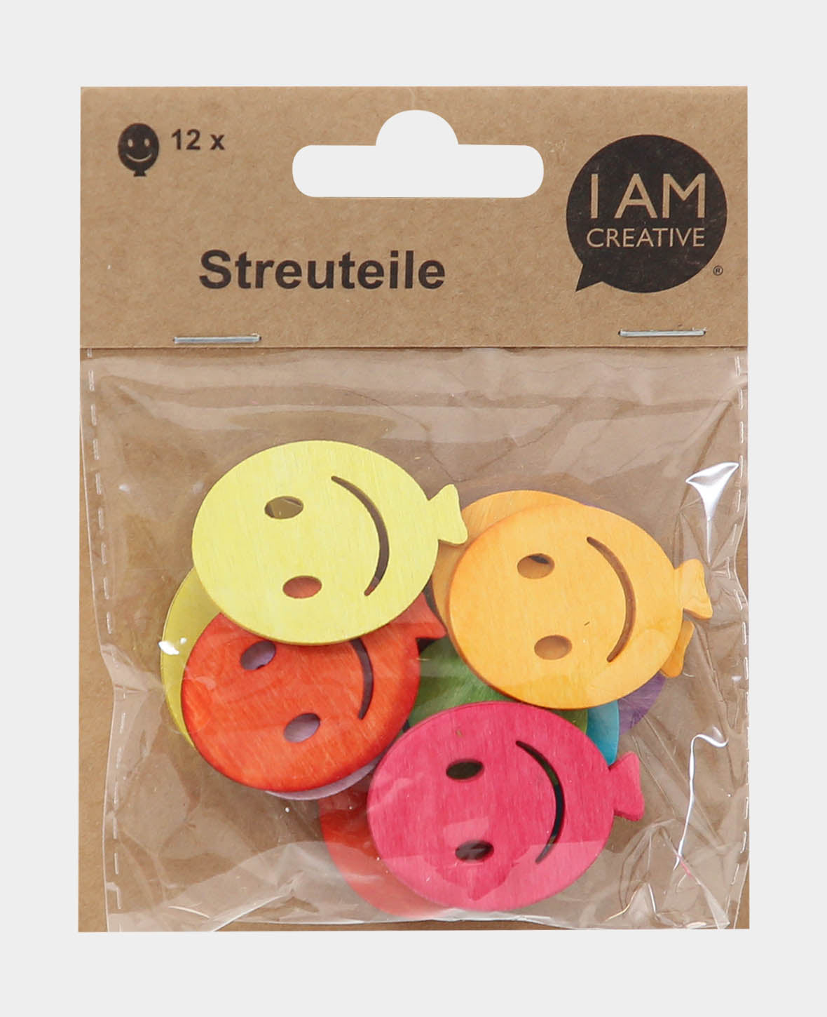 Streuteile Happy, Bunt, ca. 4 cm, 12 Stk.