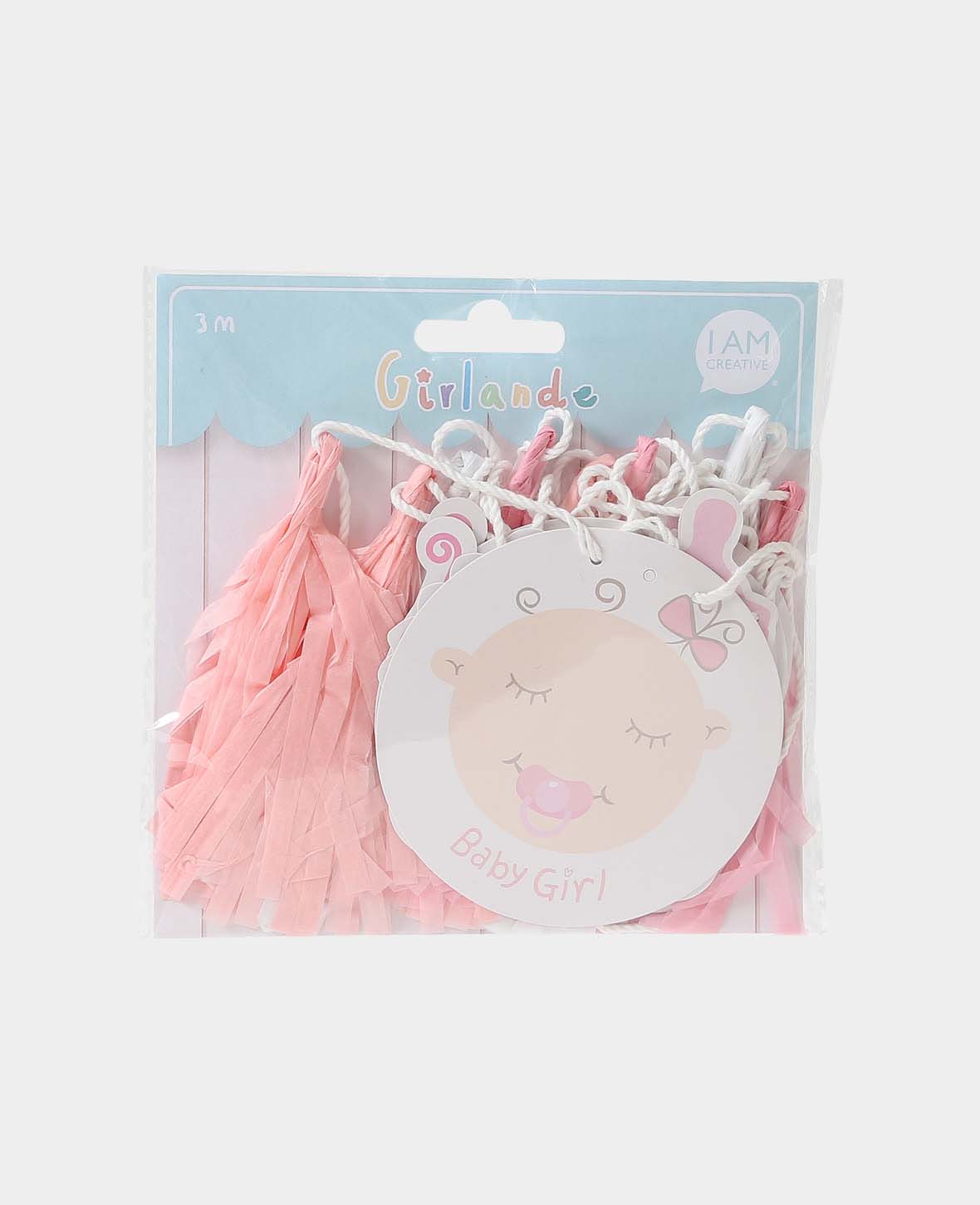 Guirlande de pompons en papier, fille, chaîne décorative, rose, 1 pièce.