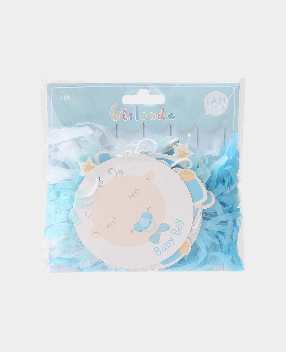 Paper Tassel Garland, Boy, Decorative Chain, Light Blue, 1 pc.