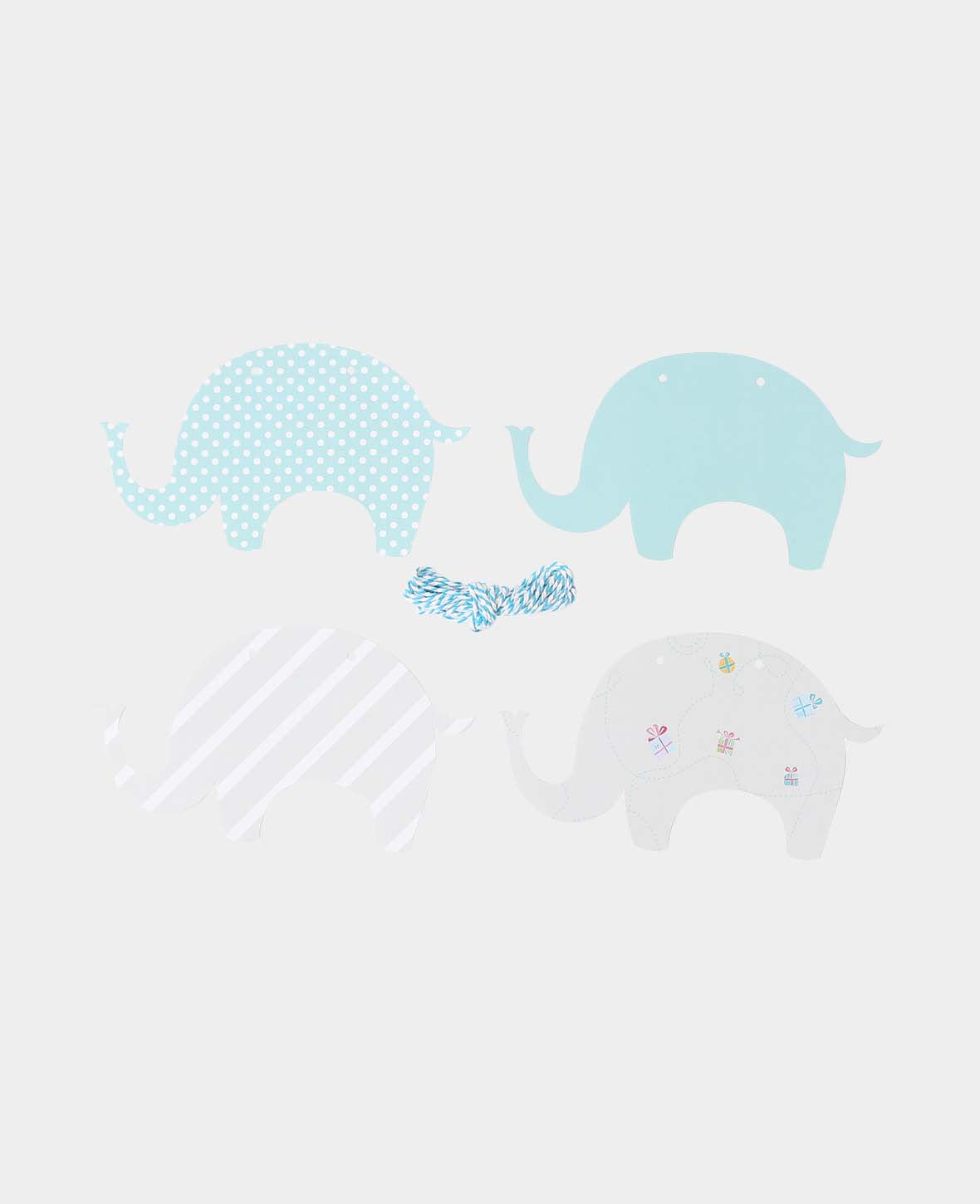 Guirlande en papier, éléphants, chaîne décorative, bleue, 1 pièce