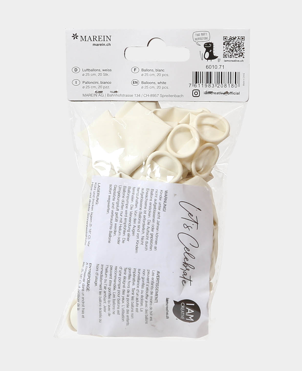 Let's Celebrate, Balloons, 20 pieces in white, approx. ø 27 cm