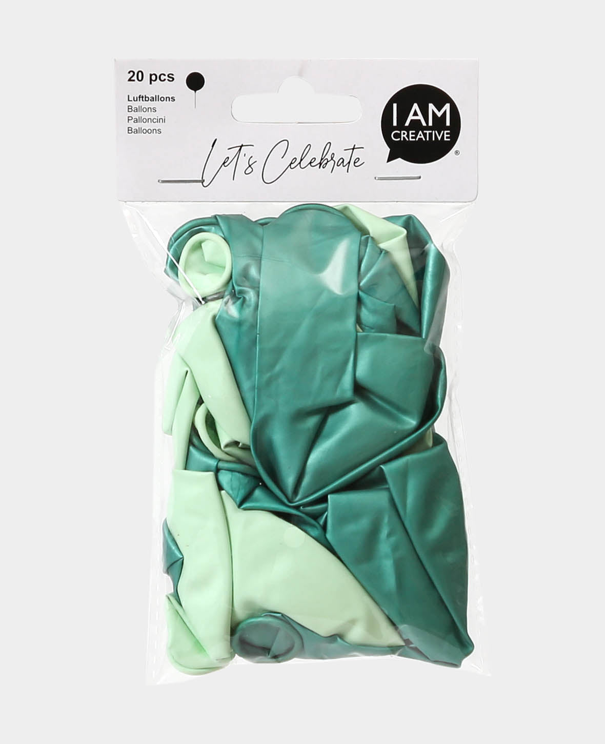 Let’s Celebrate, Balloons, Pack of 20 in metallic green & mint mix, approx. ø 27 cm