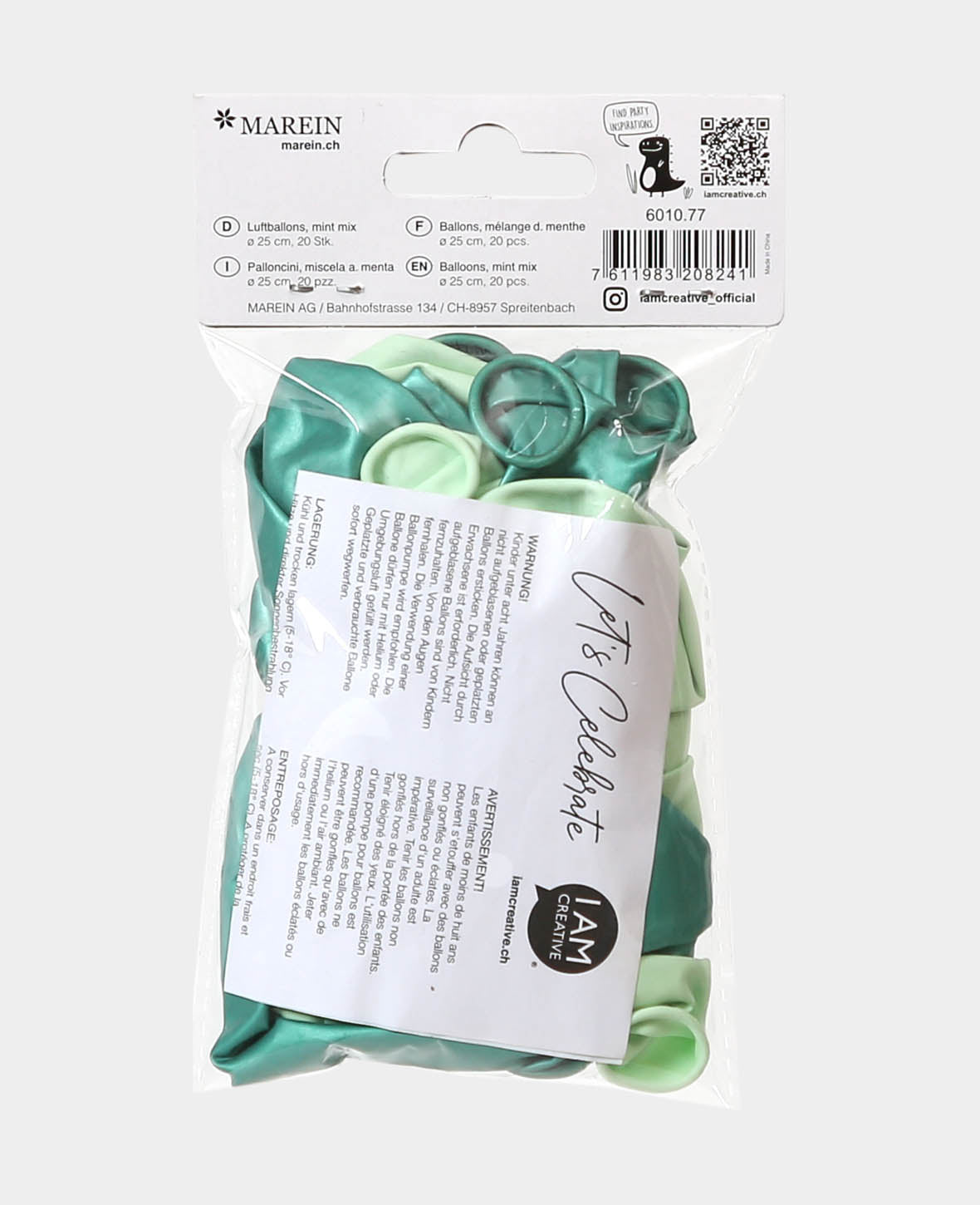 Let’s Celebrate, Balloons, Pack of 20 in metallic green & mint mix, approx. ø 27 cm