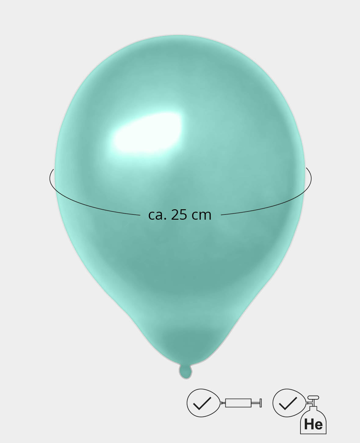 Let’s Celebrate, ballons de baudruche 20 pièces vert métallisé & menthe mélangés, env. ø 27 cm