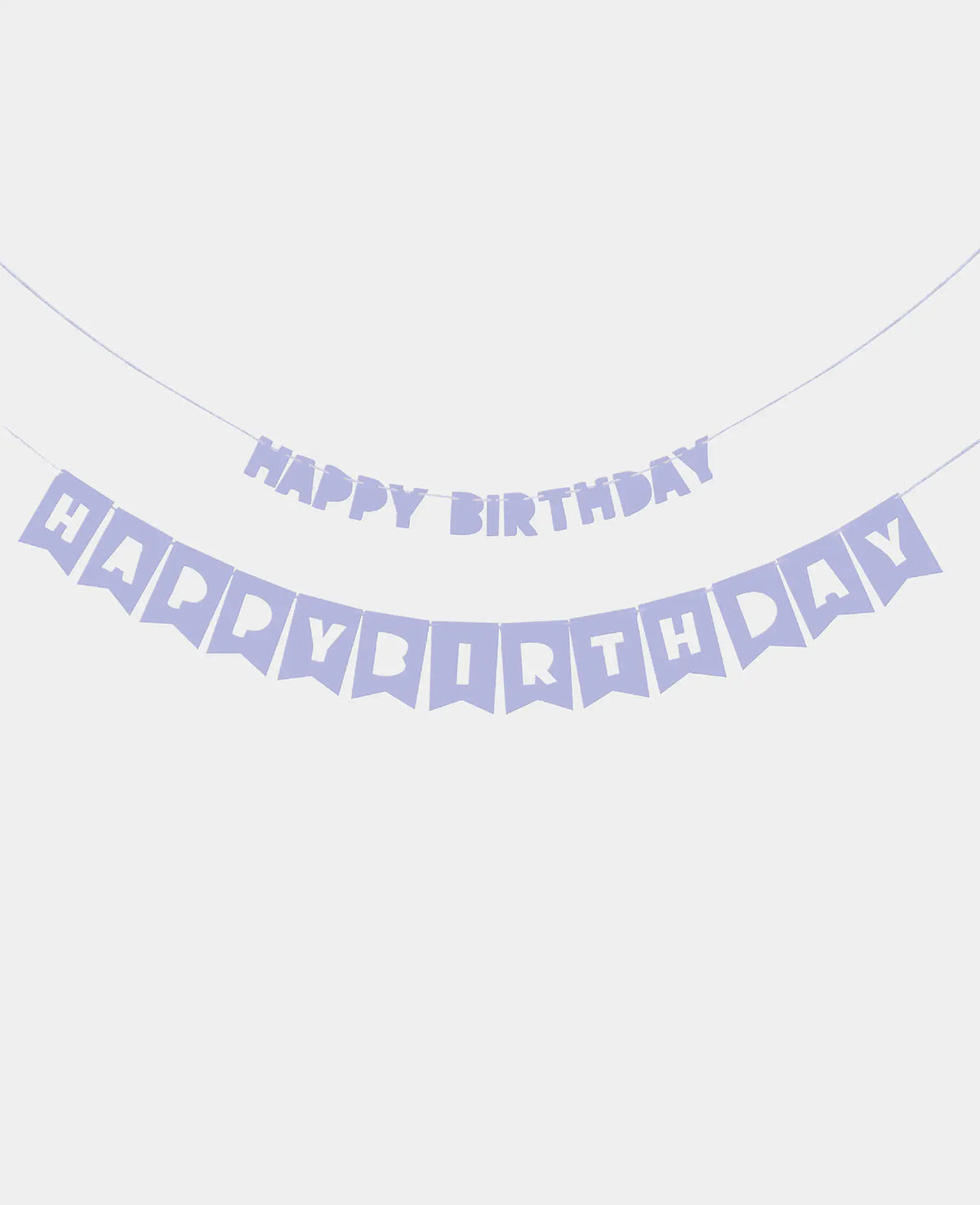 Guirlande de fanions "Happy Birthday" à suspendre et pour décorer les fêtes, lavande, 230 cm, 2 p.
