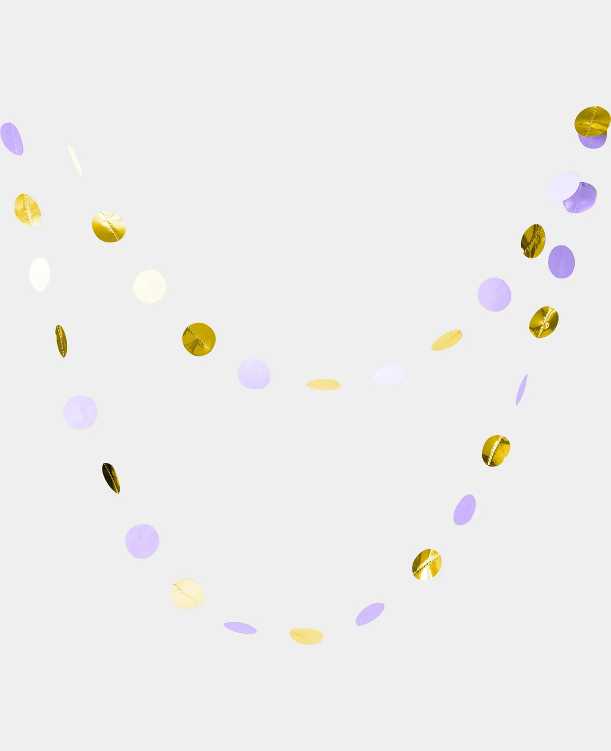 Polka Dot Garland for Hanging, lavender/gold, 3 m