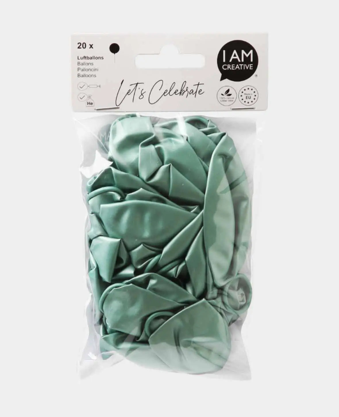 Let's Celebrate, glossy balloons, 100% rubber, EN 71, approx. 27 cm, green, 20 pcs.
