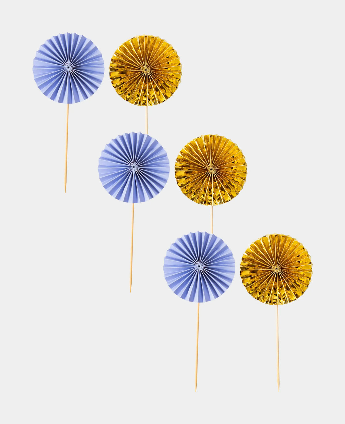 Torten Topper Fächer in Lavendel/Gold, 6 Stück