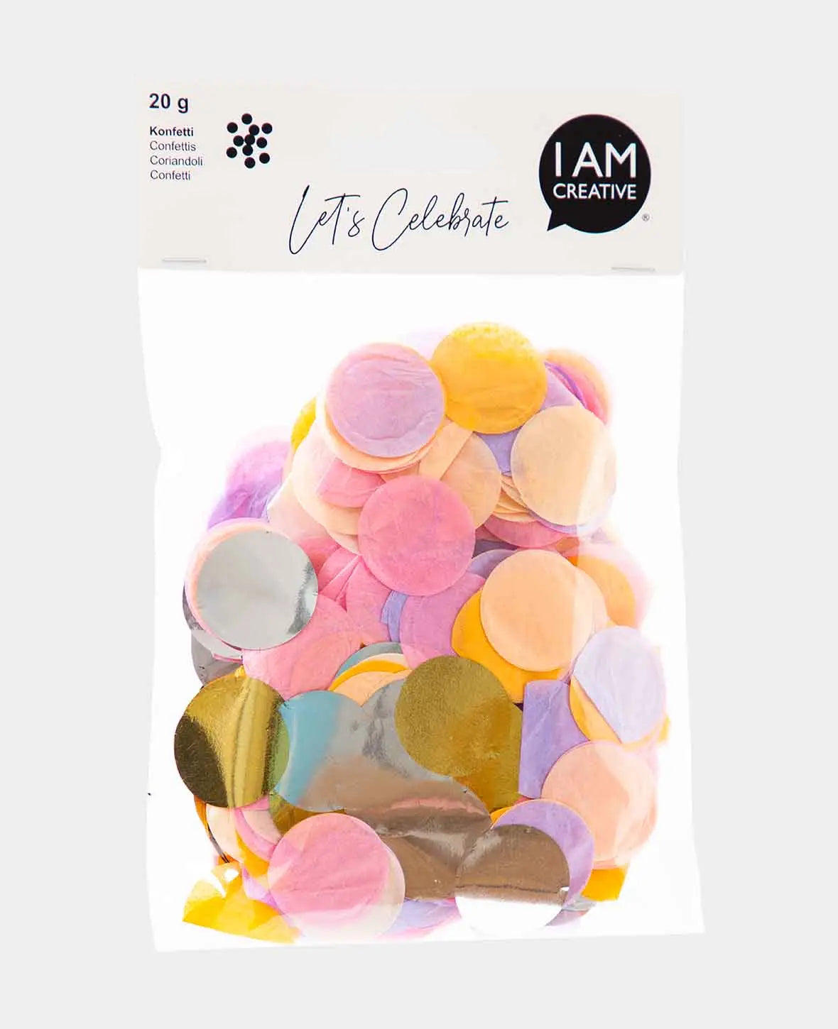 Confetti Mix, lavender, salmon, gold, silver, orange, pink, ø 2.5 cm, 20 g