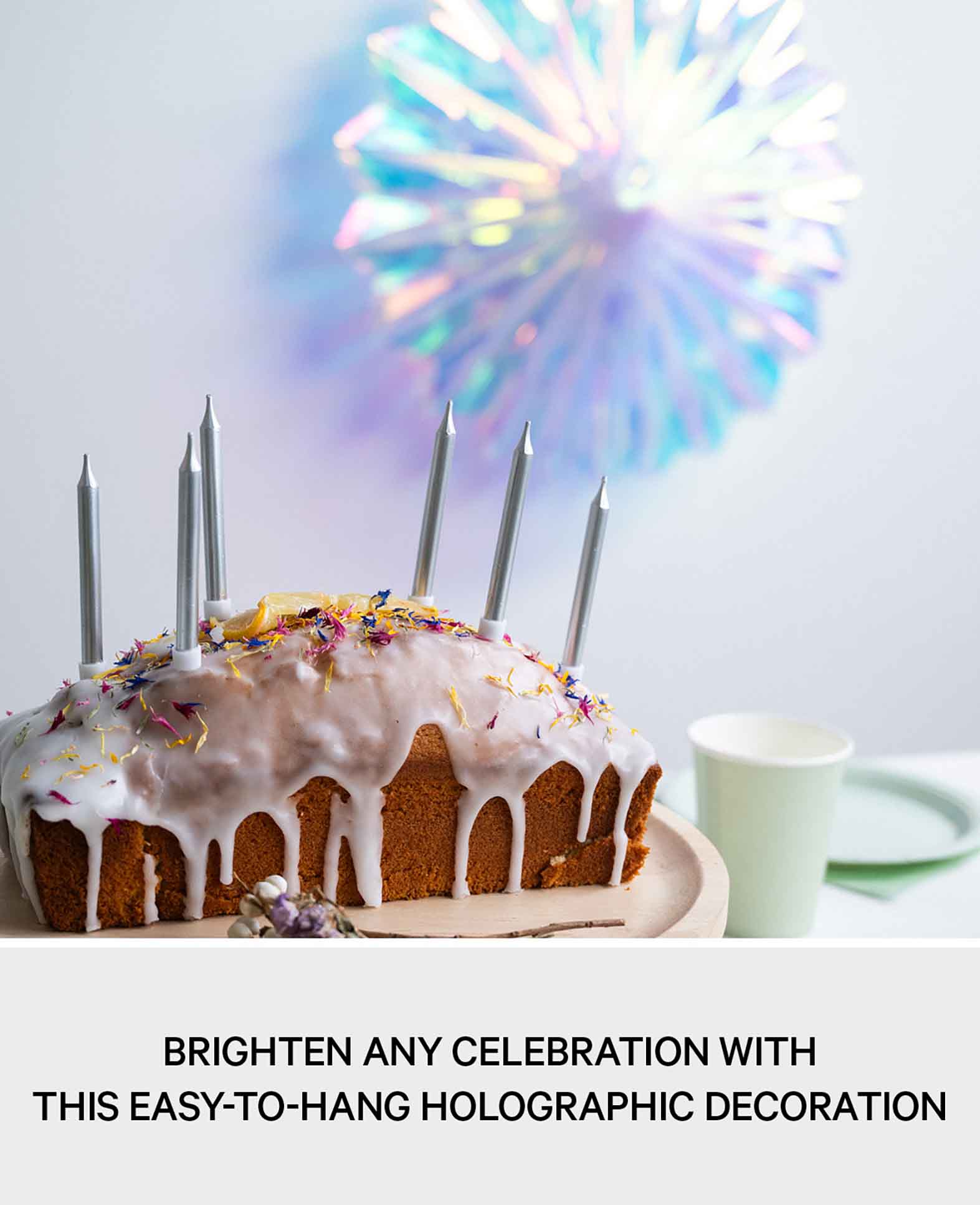 Decorative Hanging Fan, ideal for parties, weddings, birthdays and other festive occasions, iridescent/rainbow, ø 45 cm