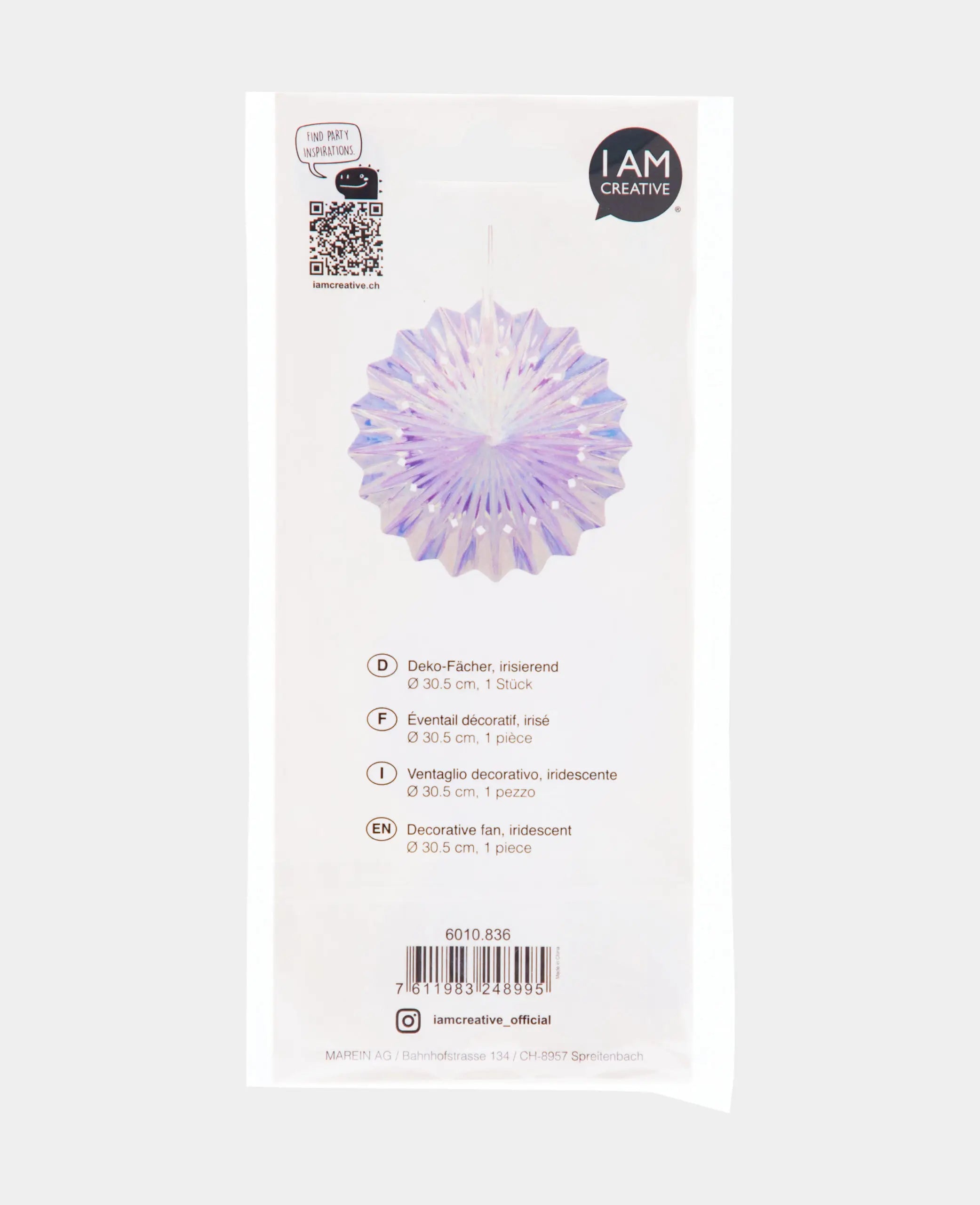 Éventails décoratifs à suspendre, irisés/couleurs arc-en-ciel, ø 30,5 cm