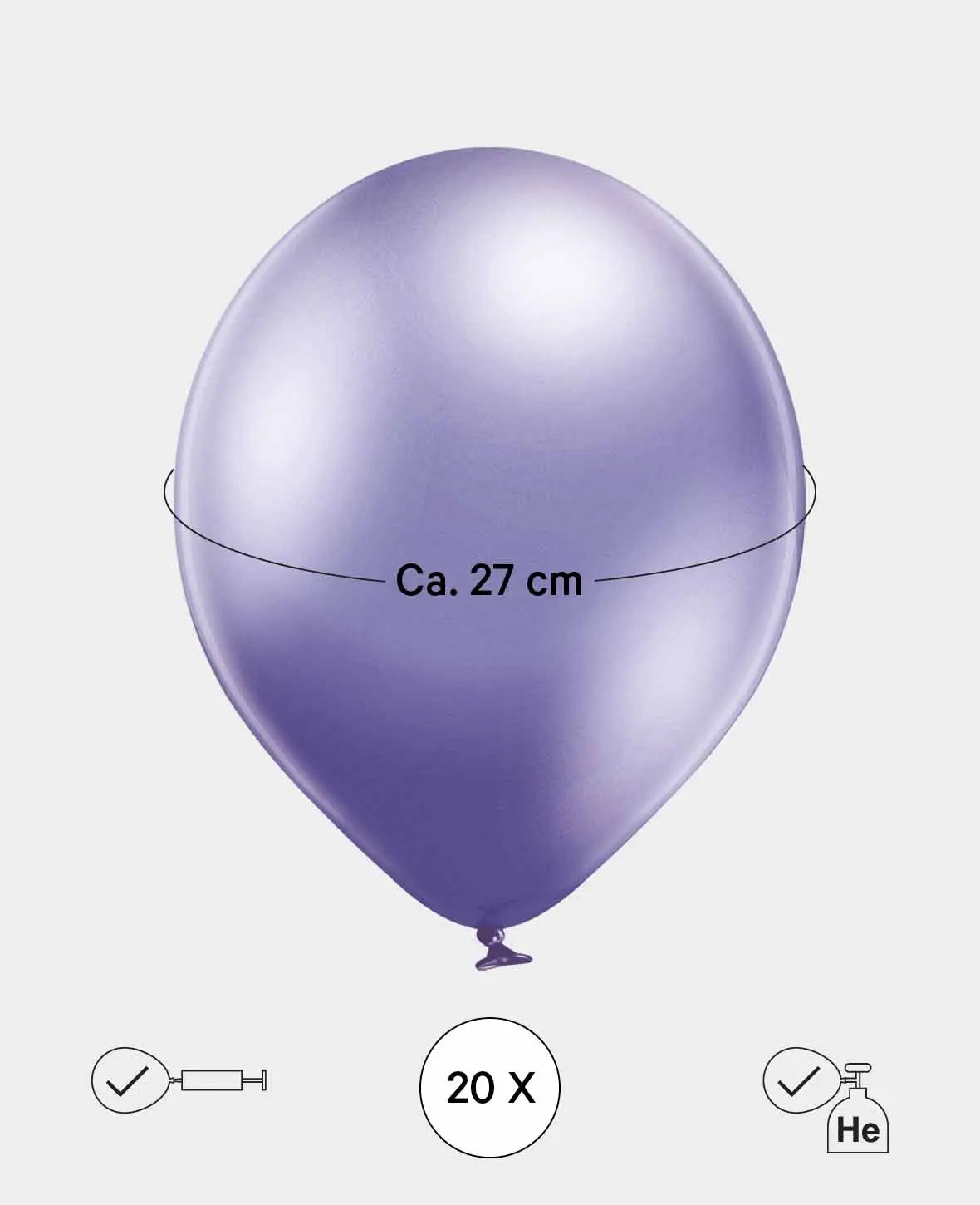 Let’s Celebrate, ballons de baudruche métalliques, env. 27 cm, lavande, 20 pièces