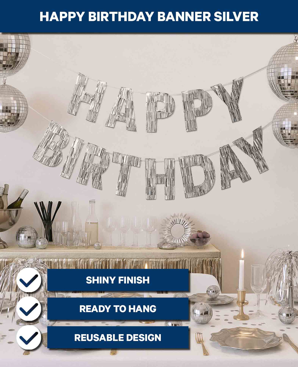 Bannière Joyeux Anniversaire, Argent