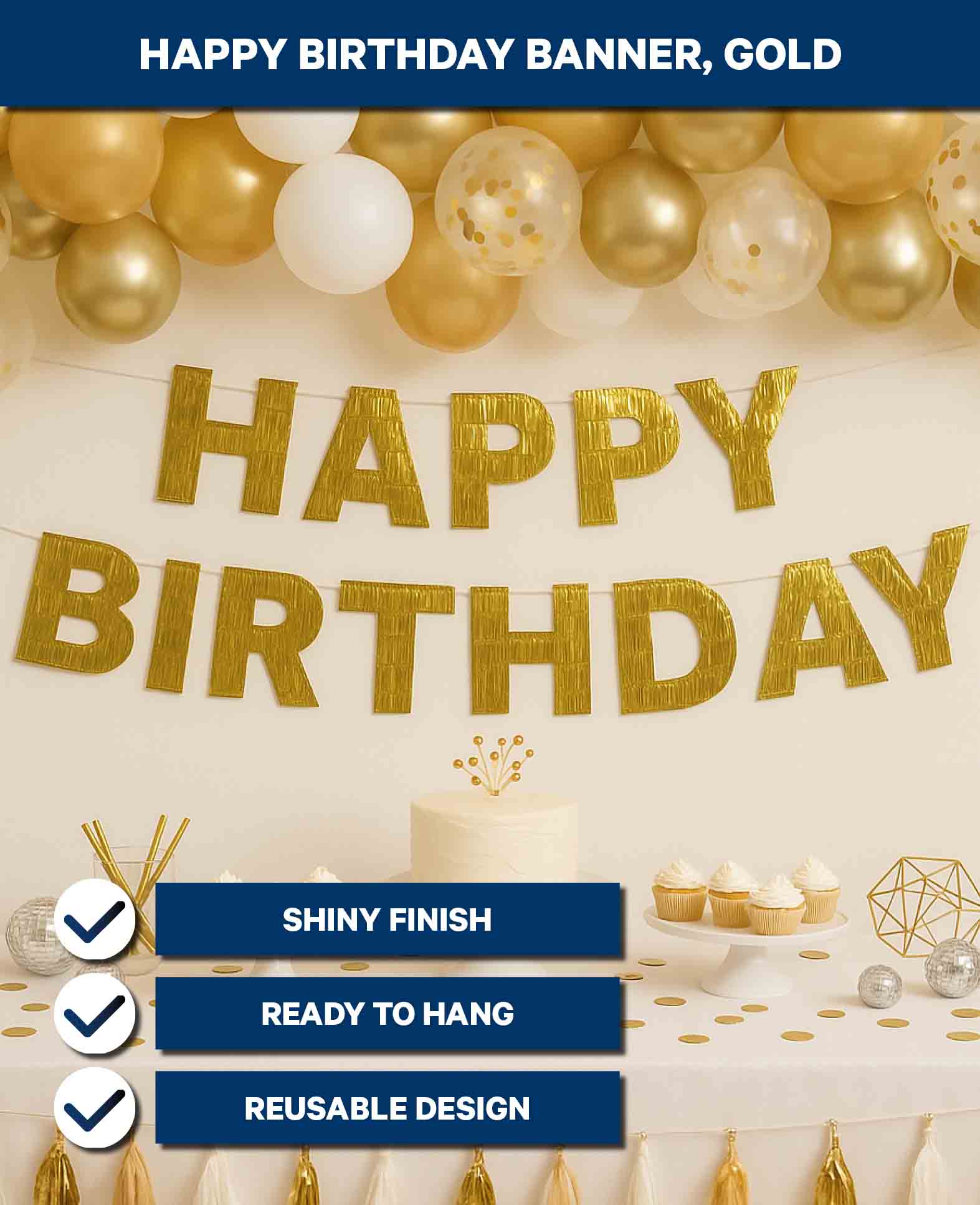 Bannière Joyeux Anniversaire, Or