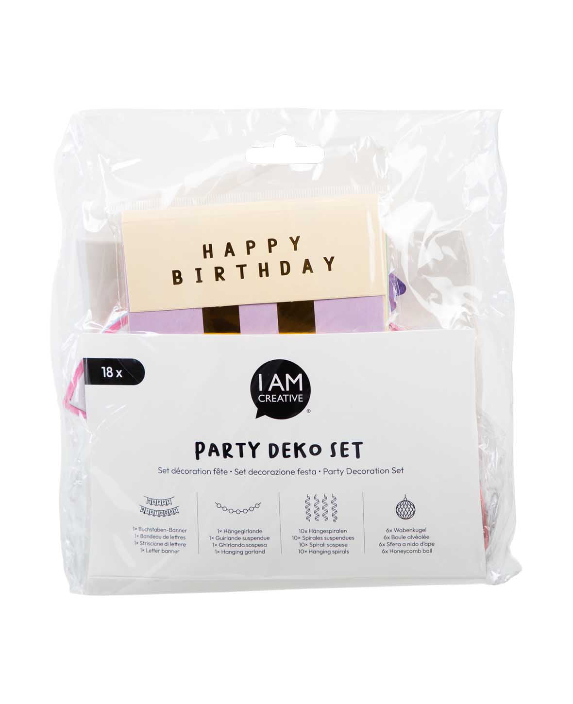 Party Set, Happy Birthday, pastell, 13 tlg.