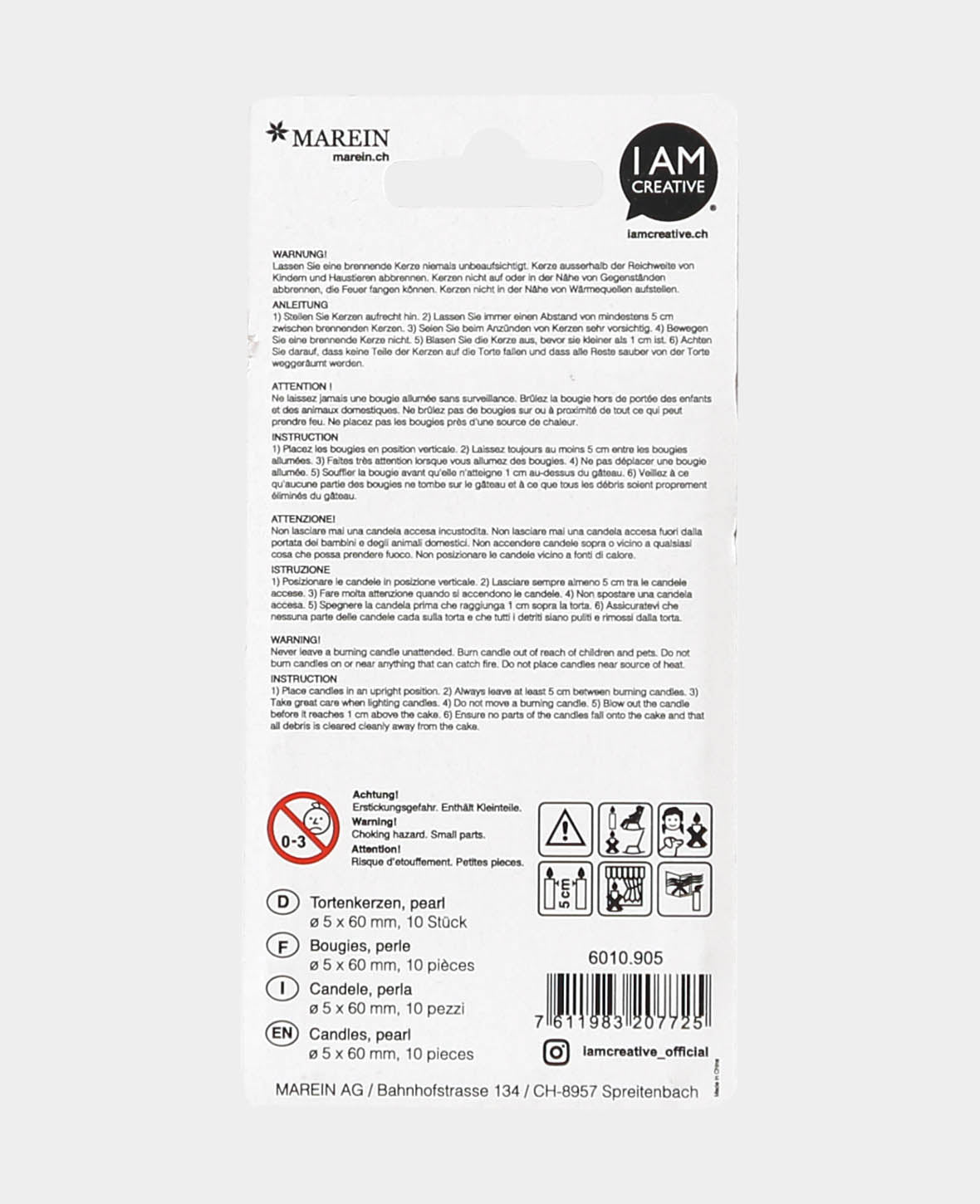 Tortenkerzen pearl ink. Halter, 10 Stk.