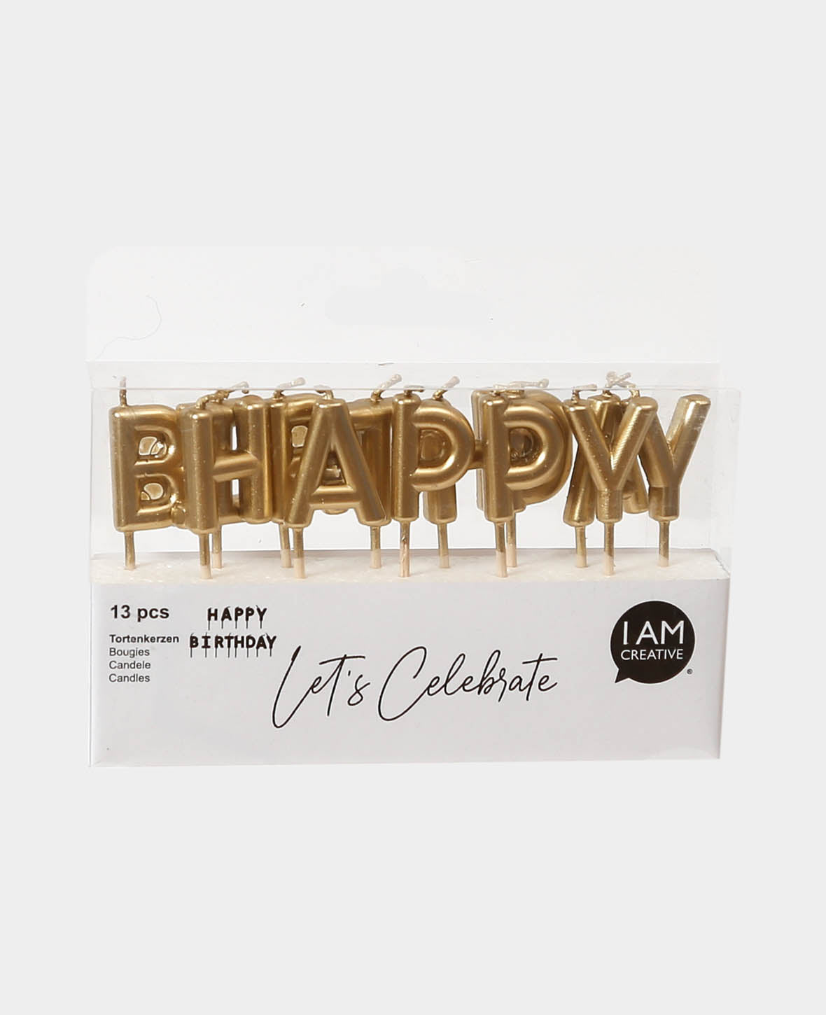 Birthday Candles Happy Birthday gold, 13 pcs.
