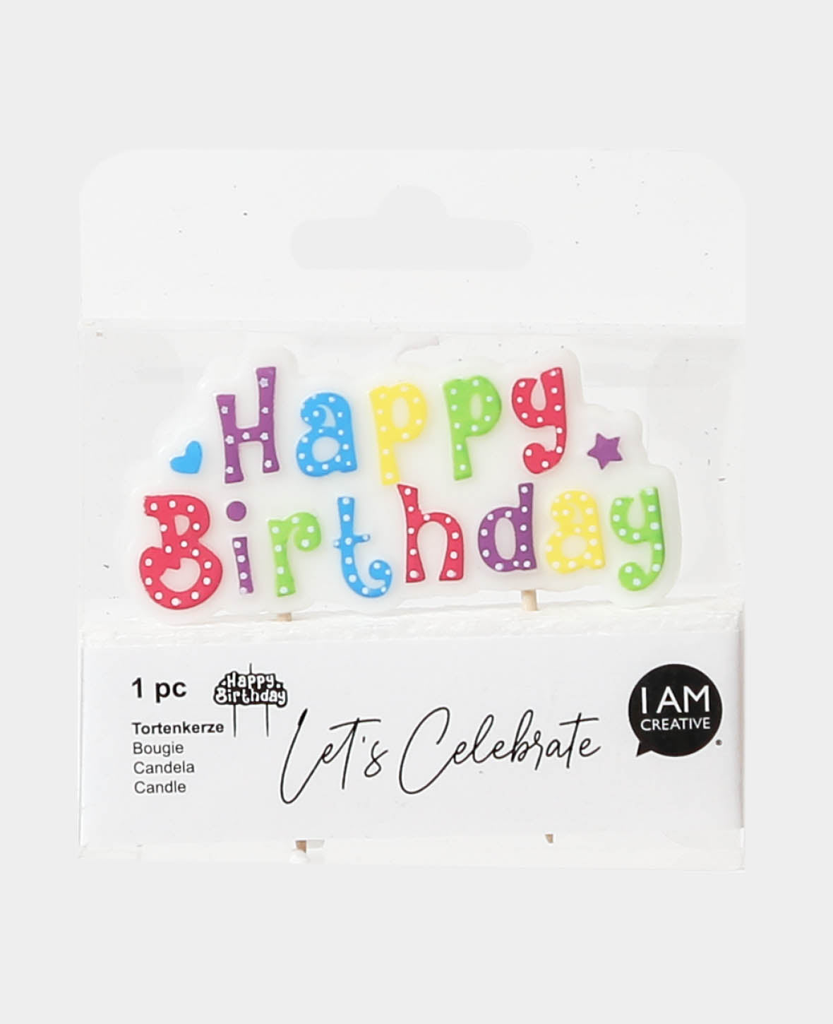 Happy Birthday Cake Candle, Colorful, 1 pc.
