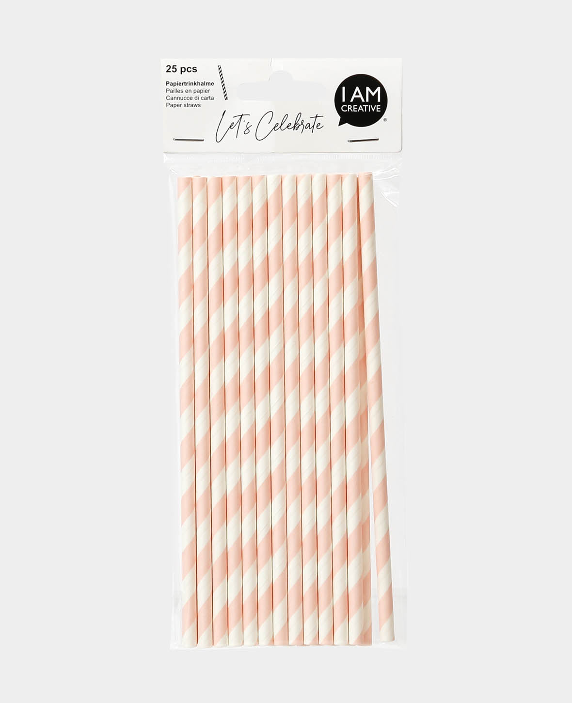 Pailles en papier roses 19,5 cm, 25 pces