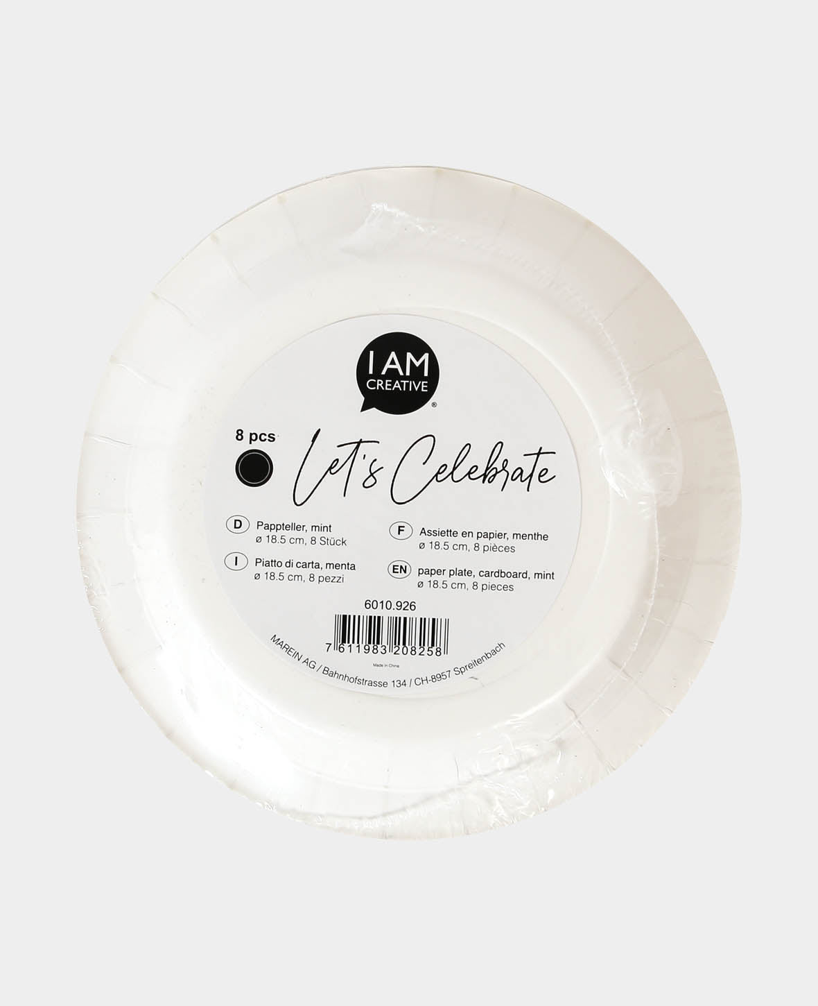 Assiettes en carton, assiettes de fête en carton coloris menthe avec pois argentés pour fêtes, barbecues et anniversaires, ø 18.5 cm, 8 p.