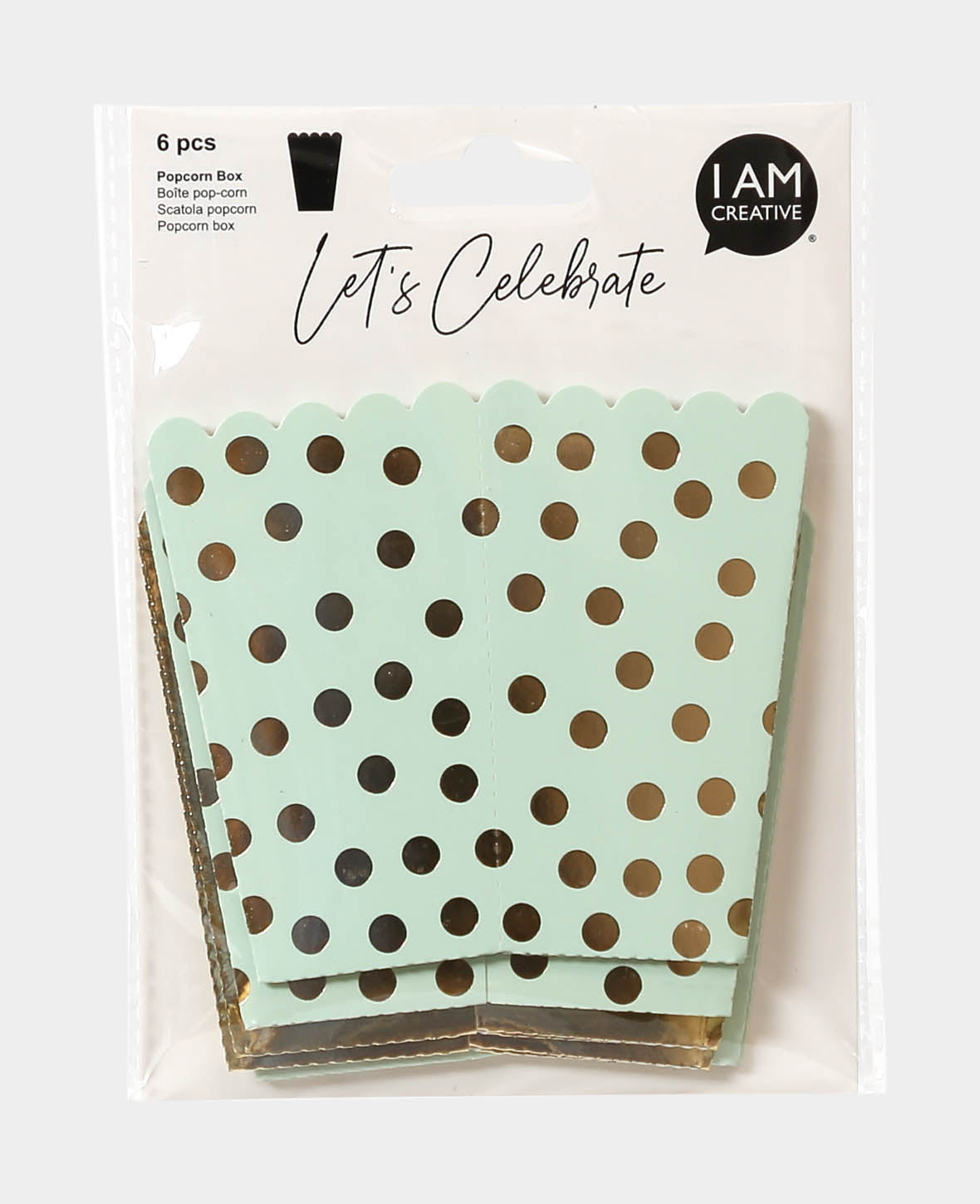 Popcorn Box, Mint / Gold, 10 cm, 6 Stk.