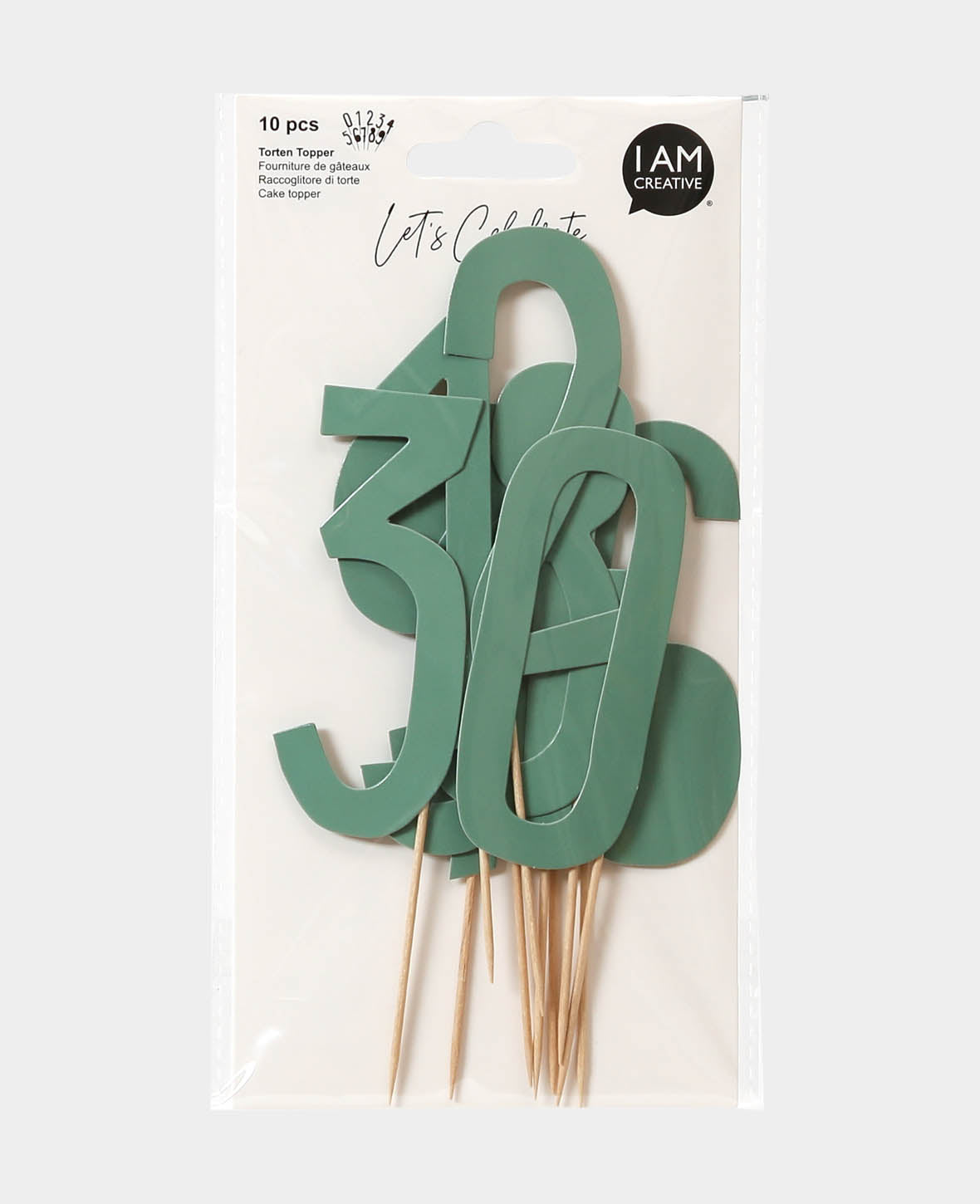 Torten Topper Zahl, Mint, 13 cm, 10 Stk.