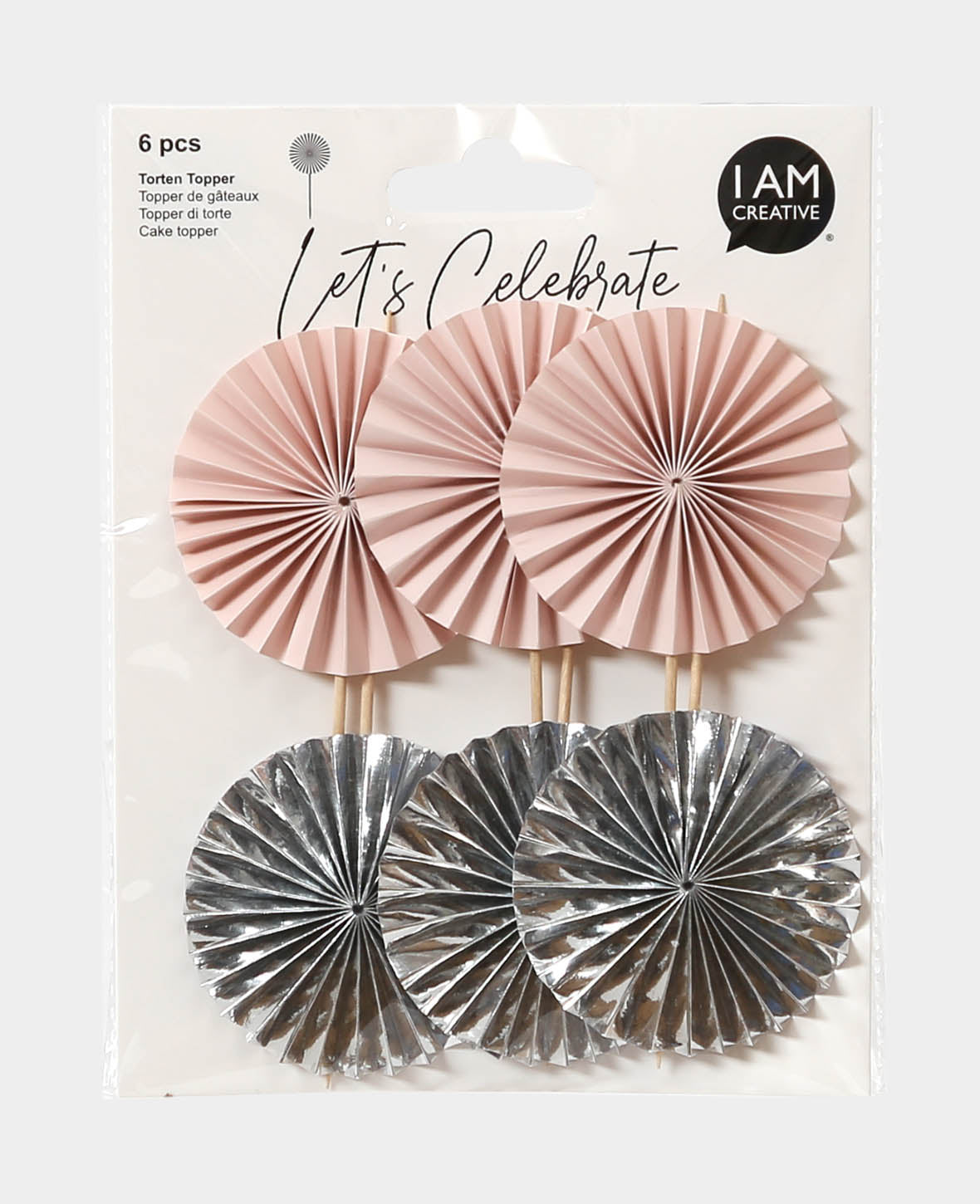 Fan Picks pink / silver, 6 pcs.